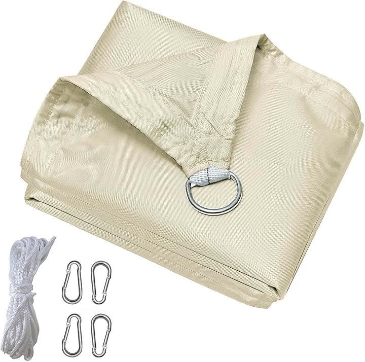 YEZOND サンシェード防水 日除けシェード 雨よけ 遮光ネット 屋外 庭 ベランダ 目隠し 四隅にはD型メタルバックルが付属 402 Dポリエステル タープ 簡単設置 オフホワイト 3 Mx 5 M