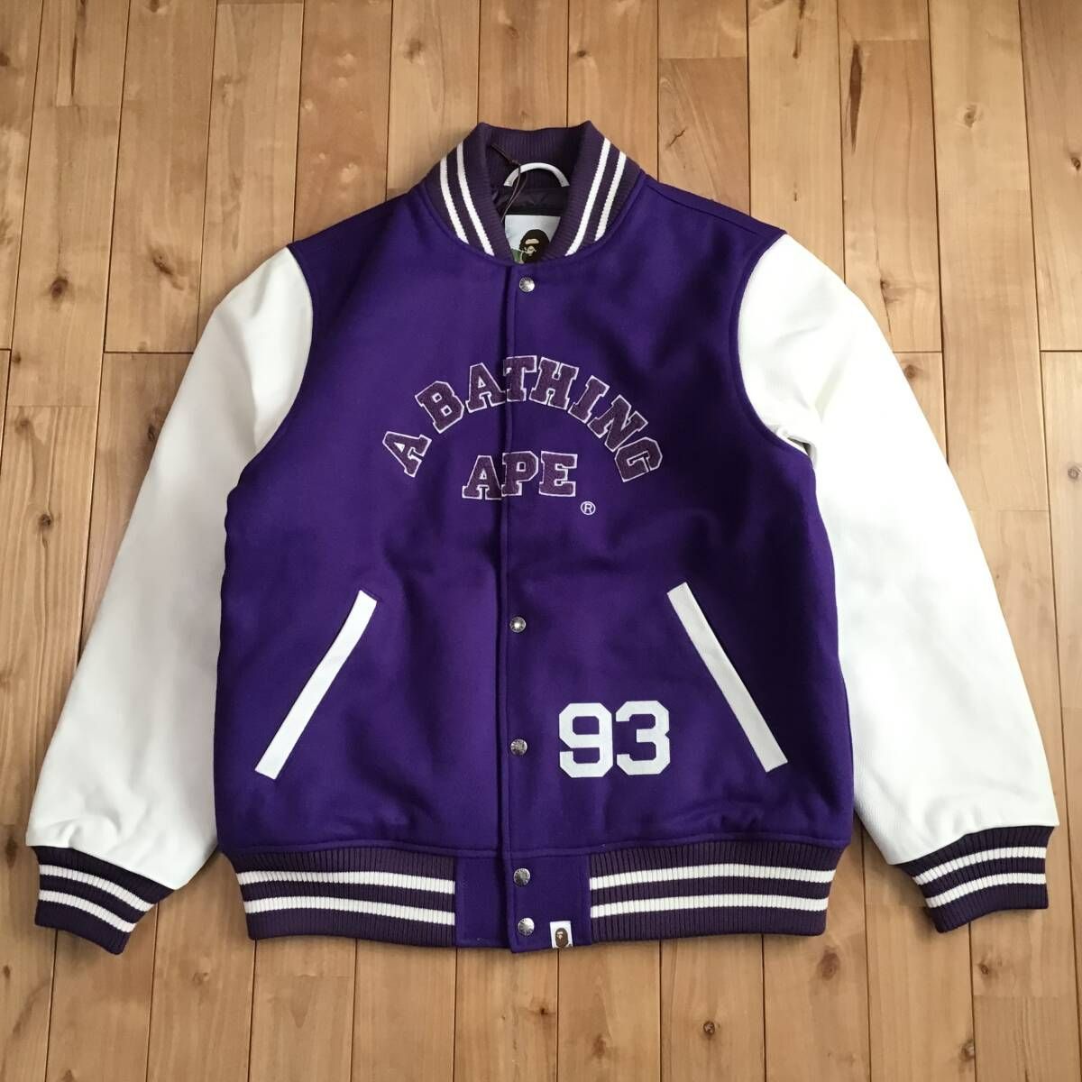 A BATHING APE スタジャン袖レザー ☆新品☆ XL Giant Ape Head 袖レザー スタジャン a bathing ape BAPE