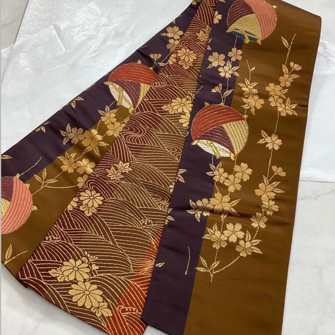 厳選●未使用同然●最高級西陣織唐織手織正絹●半幅帯半巾帯小袋帯●433 kimomo+one ○送料無料○kimonoarisa○未使用同然○最高級西陣織唐織