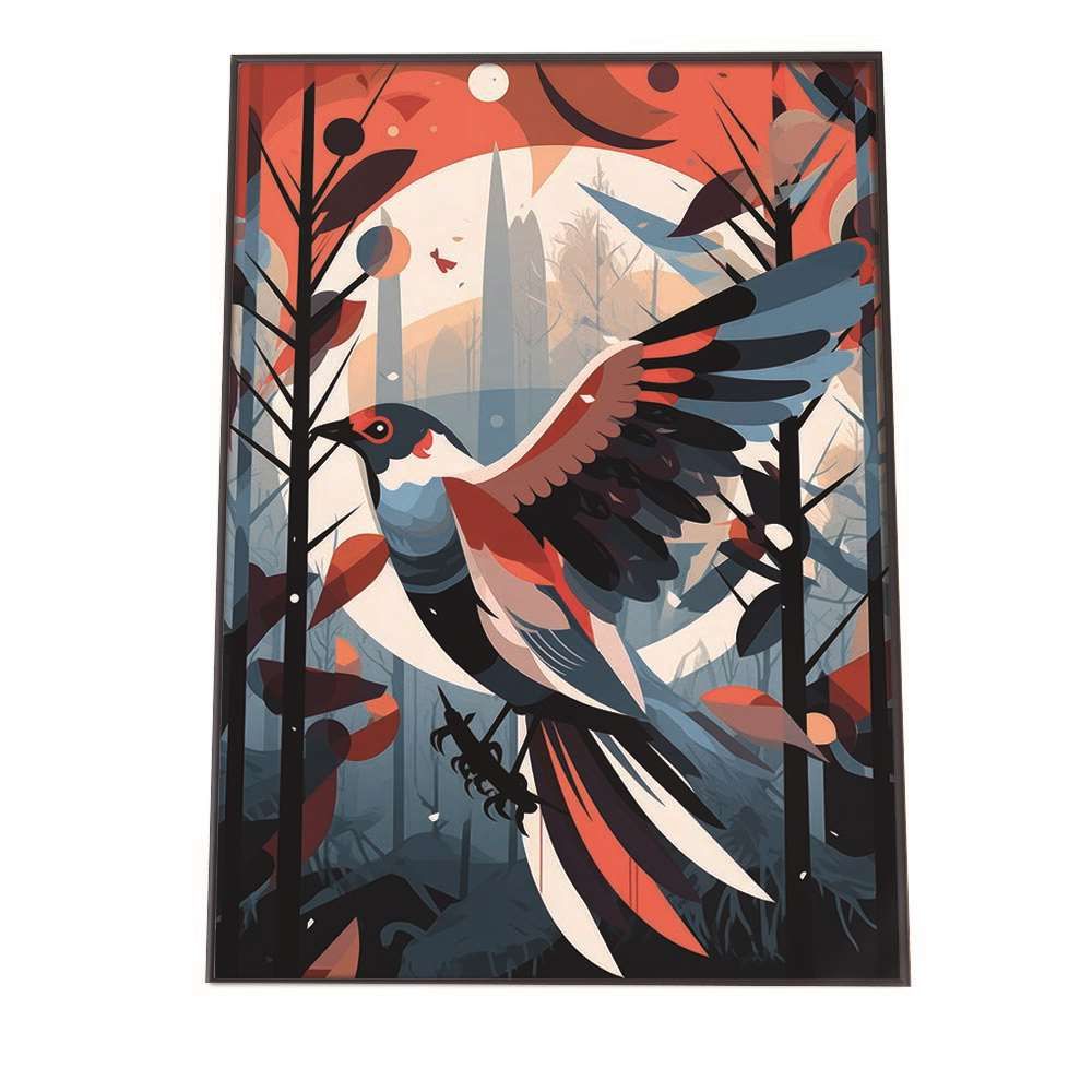 【A2サイズ（約42x59cm）】【lh-poster-1316】【フレーム付き】北欧 カラフル アート ペイント イラスト アーティスト 鳥 ポスター インテリア フォト アート モダン