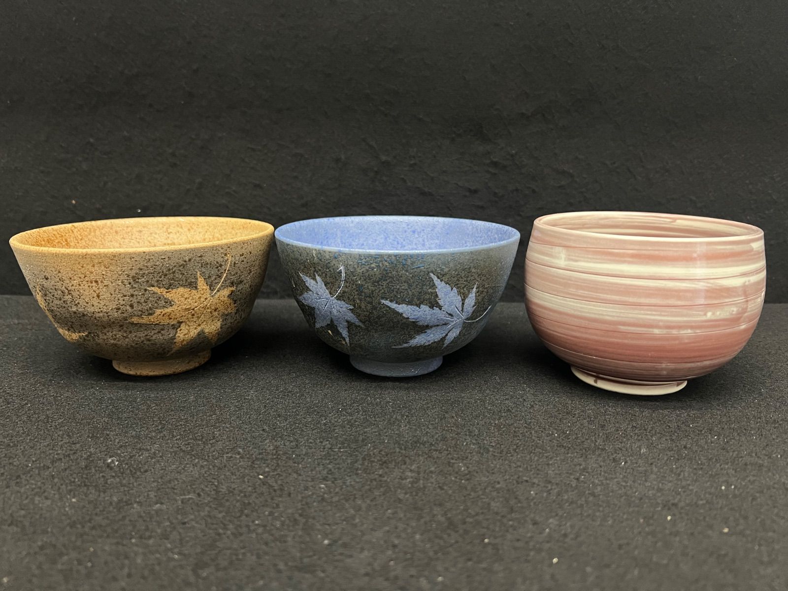 抹茶茶碗 おまとめ3点 茶道具 茶道 骨董品 茶碗 紅葉柄茶碗