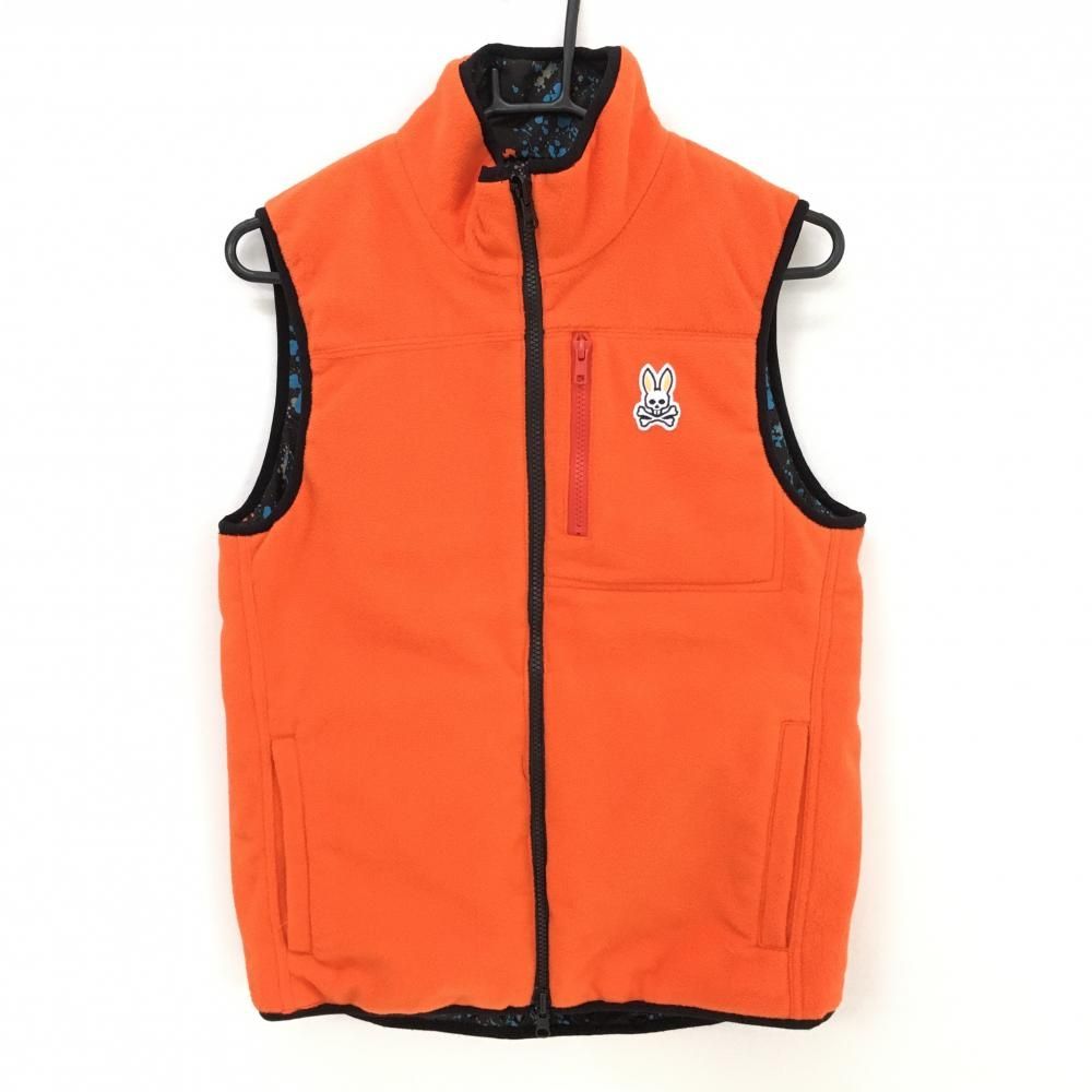 美品】サイコバニー 中綿リバーシブルベスト オレンジ フリース 内側総