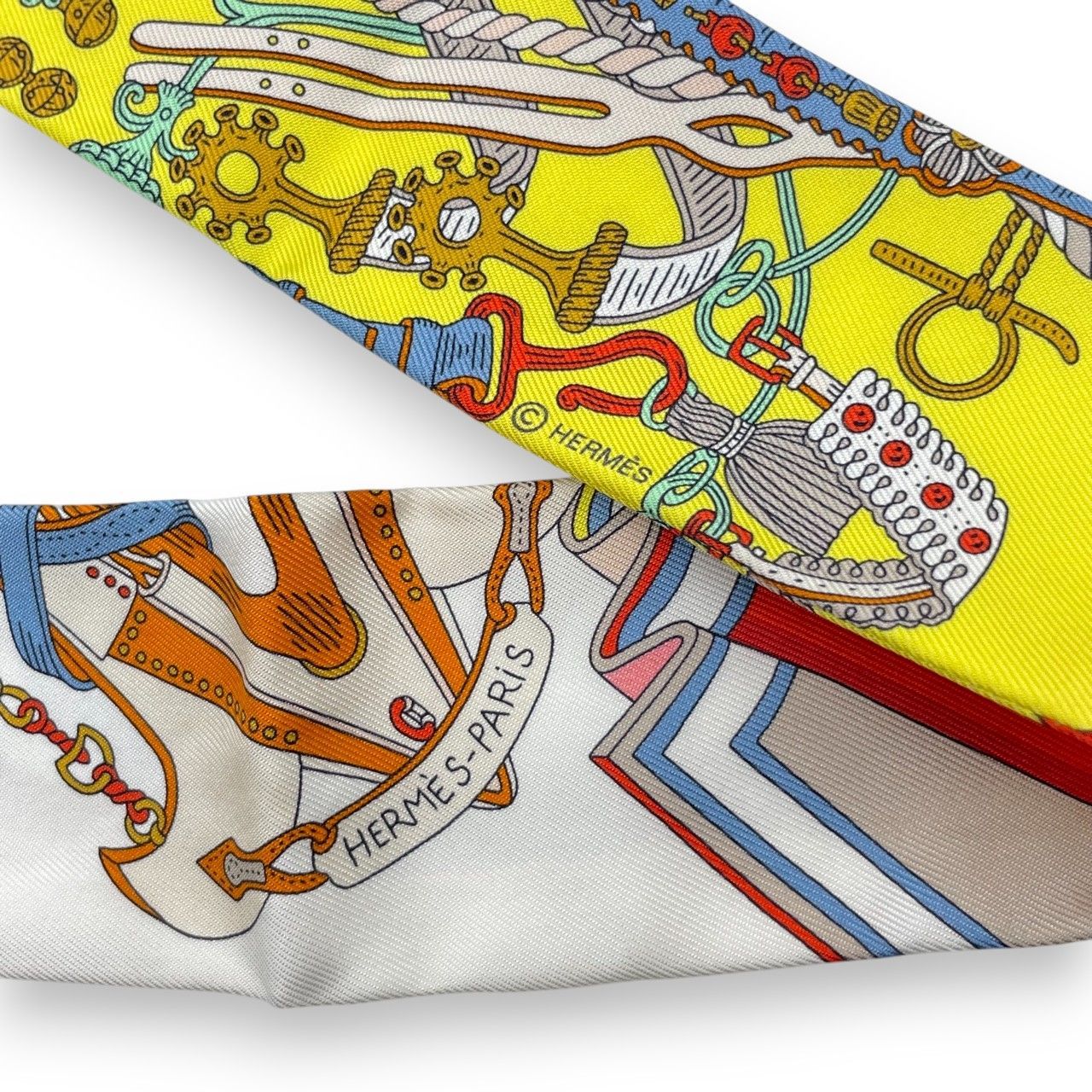 エルメス ツイリー 鞍職人の花束 ジョーヌ・ヴィフ / レッド / マルチ