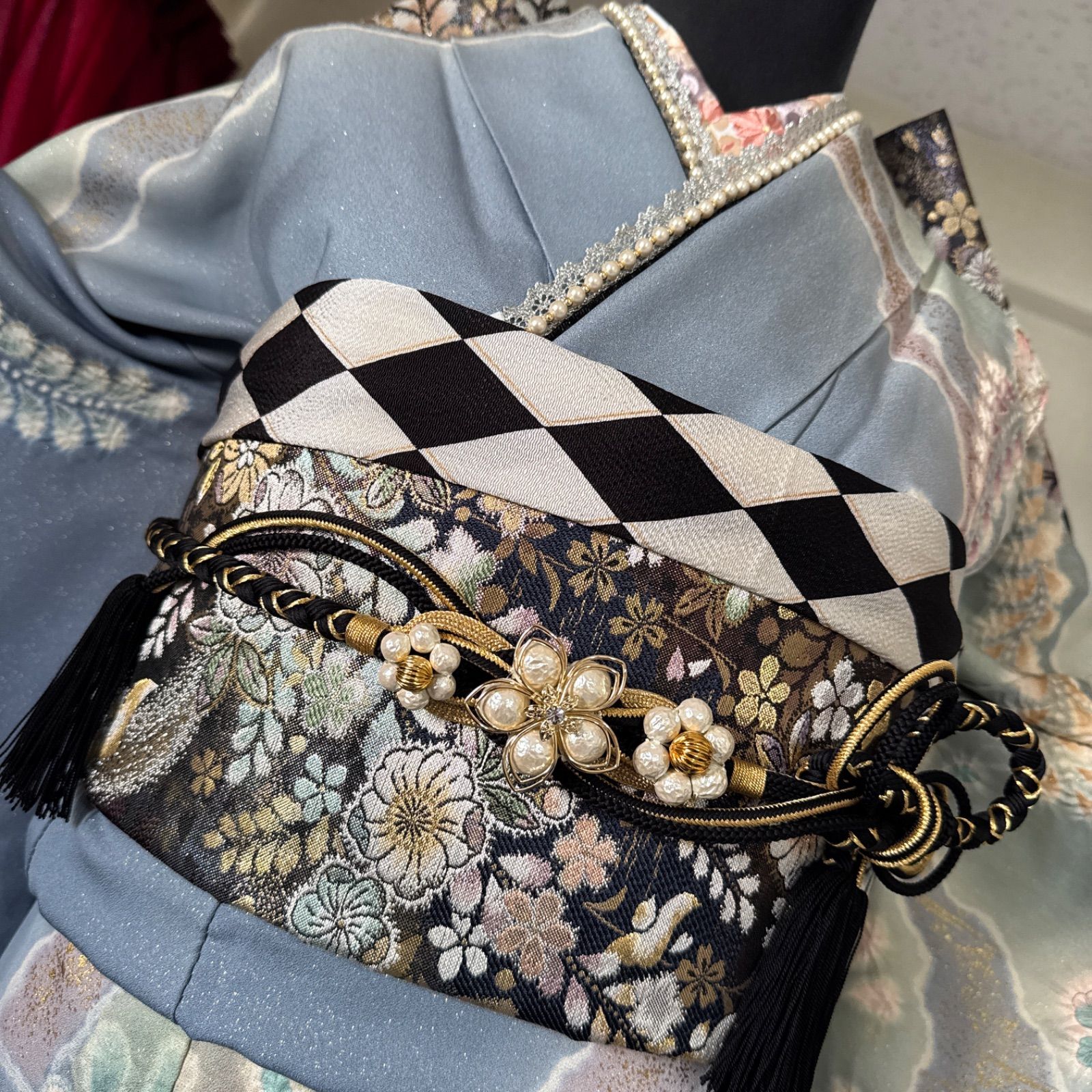 極上 辻が花 振袖・フルセット(7点) 手絞り・翠山工房・落款有・十日町