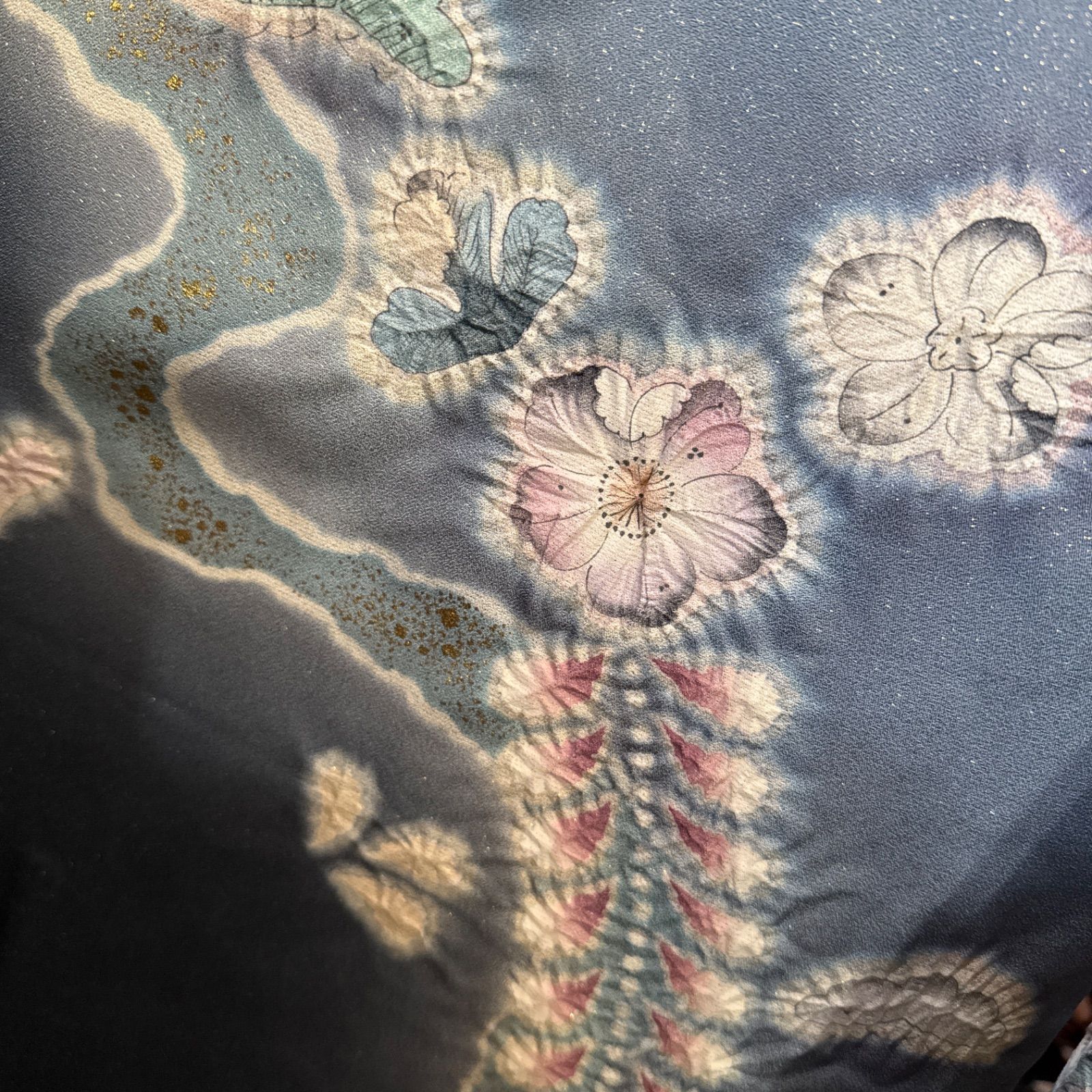 極上 辻が花 振袖・フルセット(7点) 手絞り・金彩・翠山工房・落款有