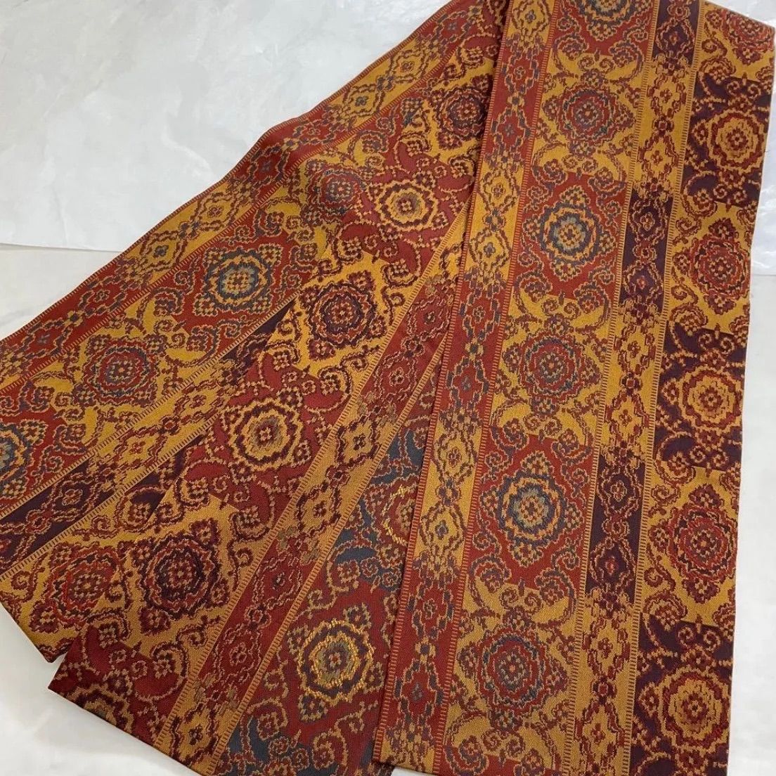 kimomo one kimonoarisa 同然 最 西陣織正絹手織り 正絹 長尺 半幅帯半巾帯小袋帯 389㎝ 着物帯小紋普段着半幅帯