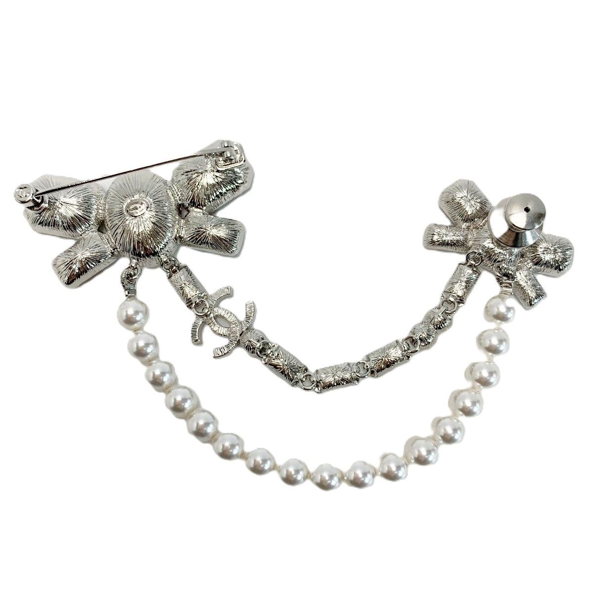 CHANEL シャネル ココマーク リボン ブローチ B23K ブラック×パール GP