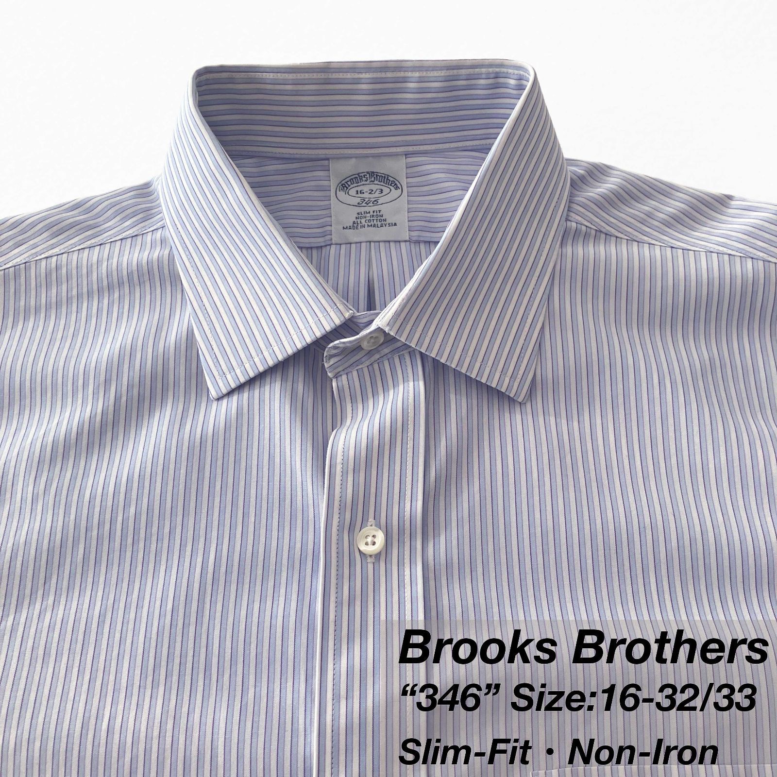 16-32/33】Brooks Brothers 346 ワイドカラーシャツ / Slim Fit