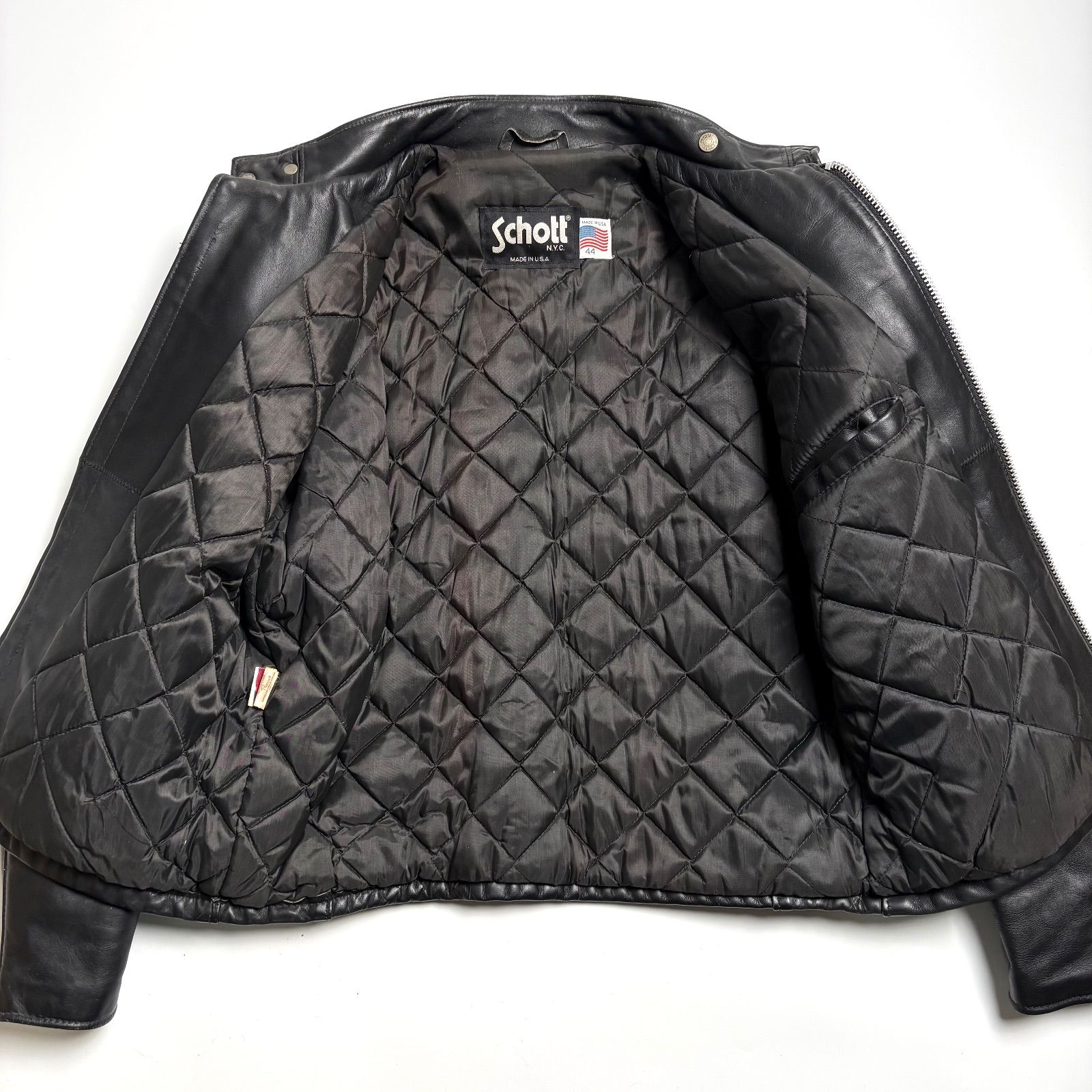 米国製】Schott レザー ライダースジャケット 黒 44 シングル 本革
