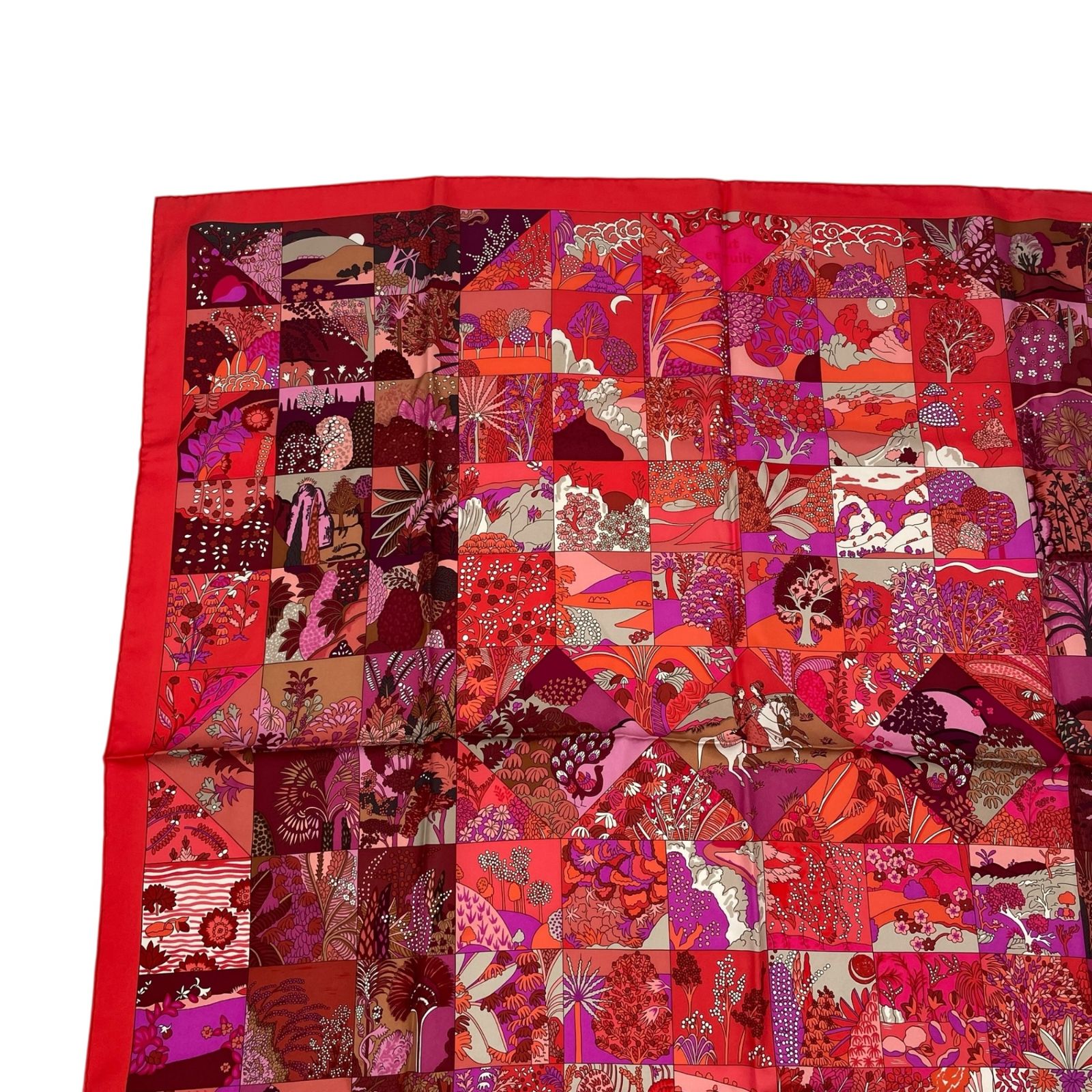 極美品 HERMES エルメス スカーフ カレ90 シルク Tout en Quilt レッド