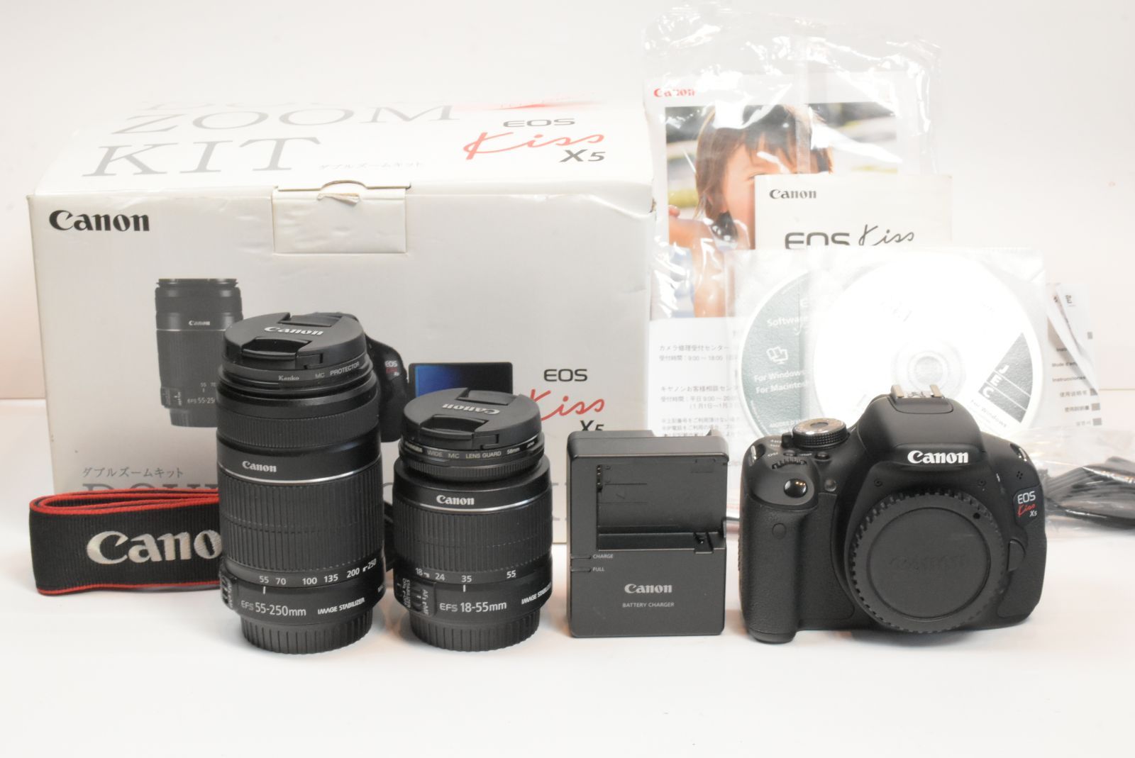 Canon EOS Kiss X 5 キヤノン デジタル一眼 |EF-S 18-55 mm f 3.5-5.6 IS Ⅱ|55-250 4-5.6 Ⅱ レンズセット EF-TN-JP 1721