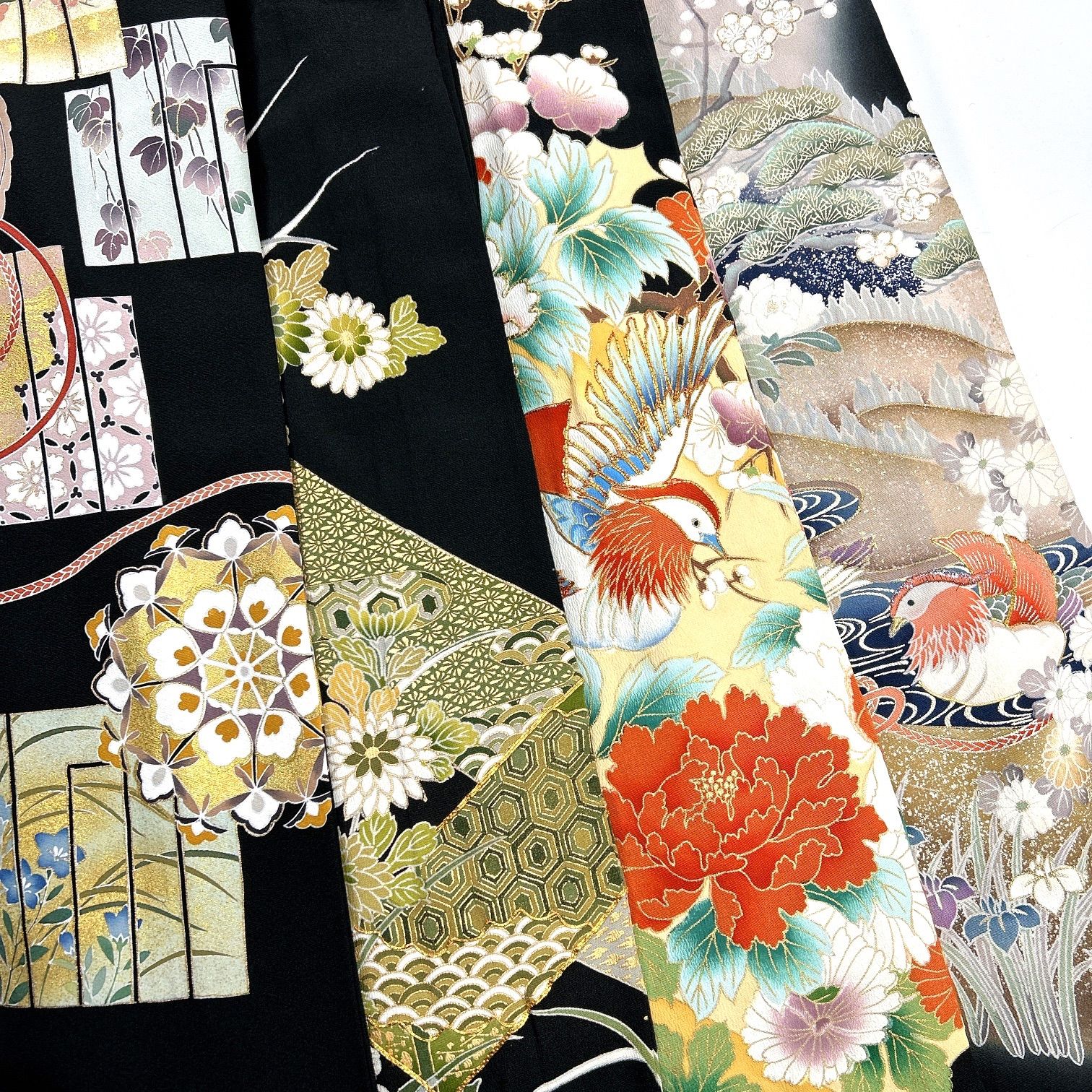 黒留袖 4枚 正絹 着物まとめ売り 同梱購入歓迎 リメイク用 着付け練習
