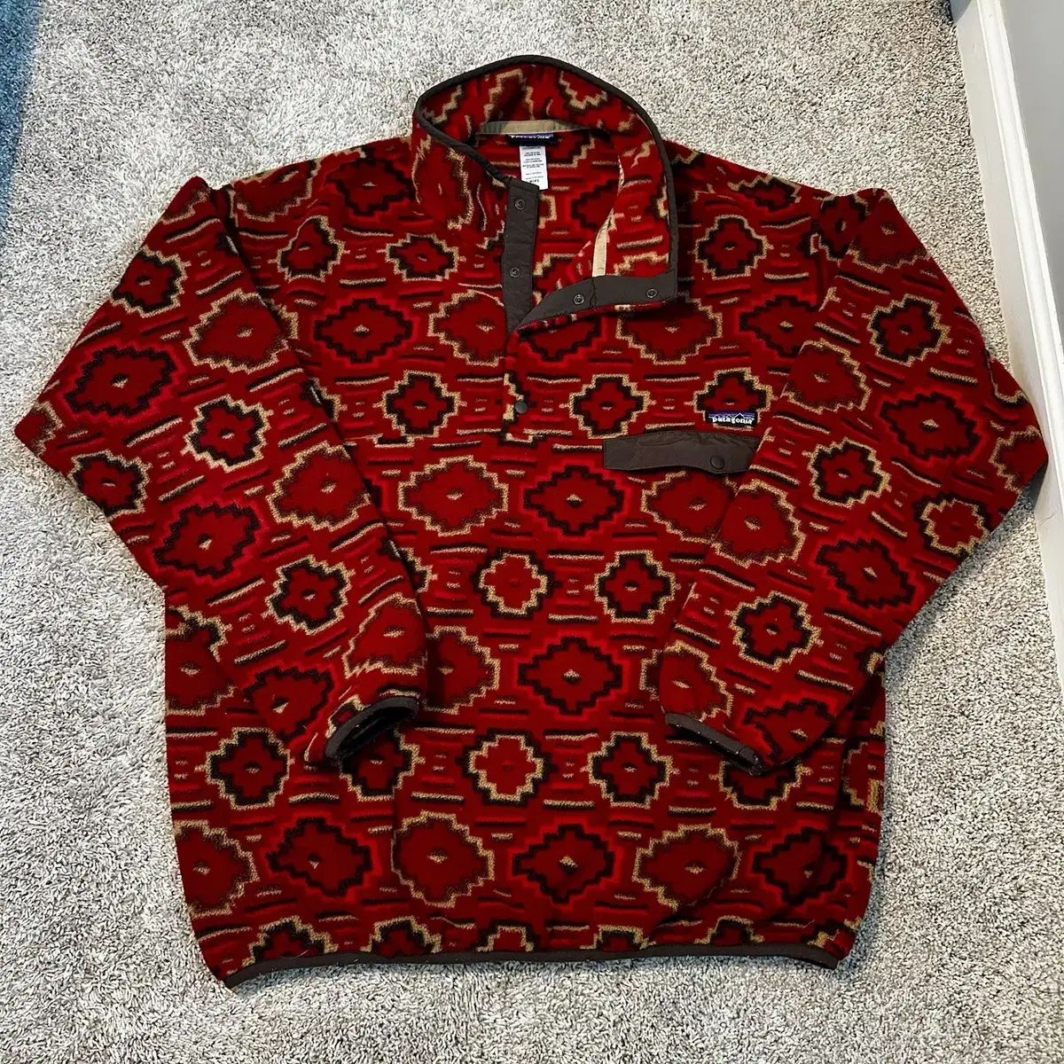 10 s パタゴニア Synchilla シンチラ スナップ-T レッド サウスウェスタン ジオメトリック パータン