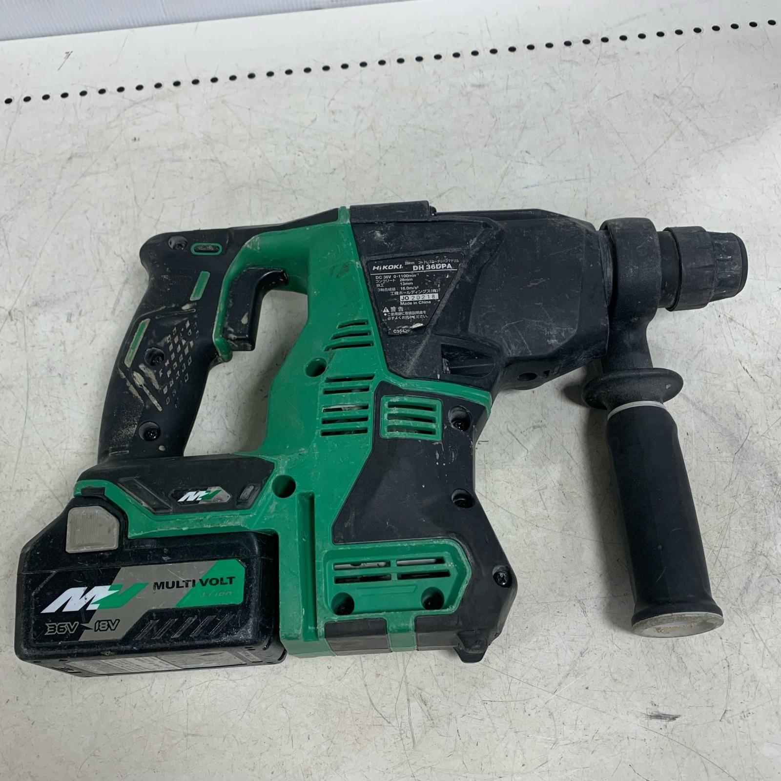 ♭♭HiKOKI ハイコーキ 28 mm コードレスロータリハンマドリル 充電池 付 DH 36 DPA グリーン