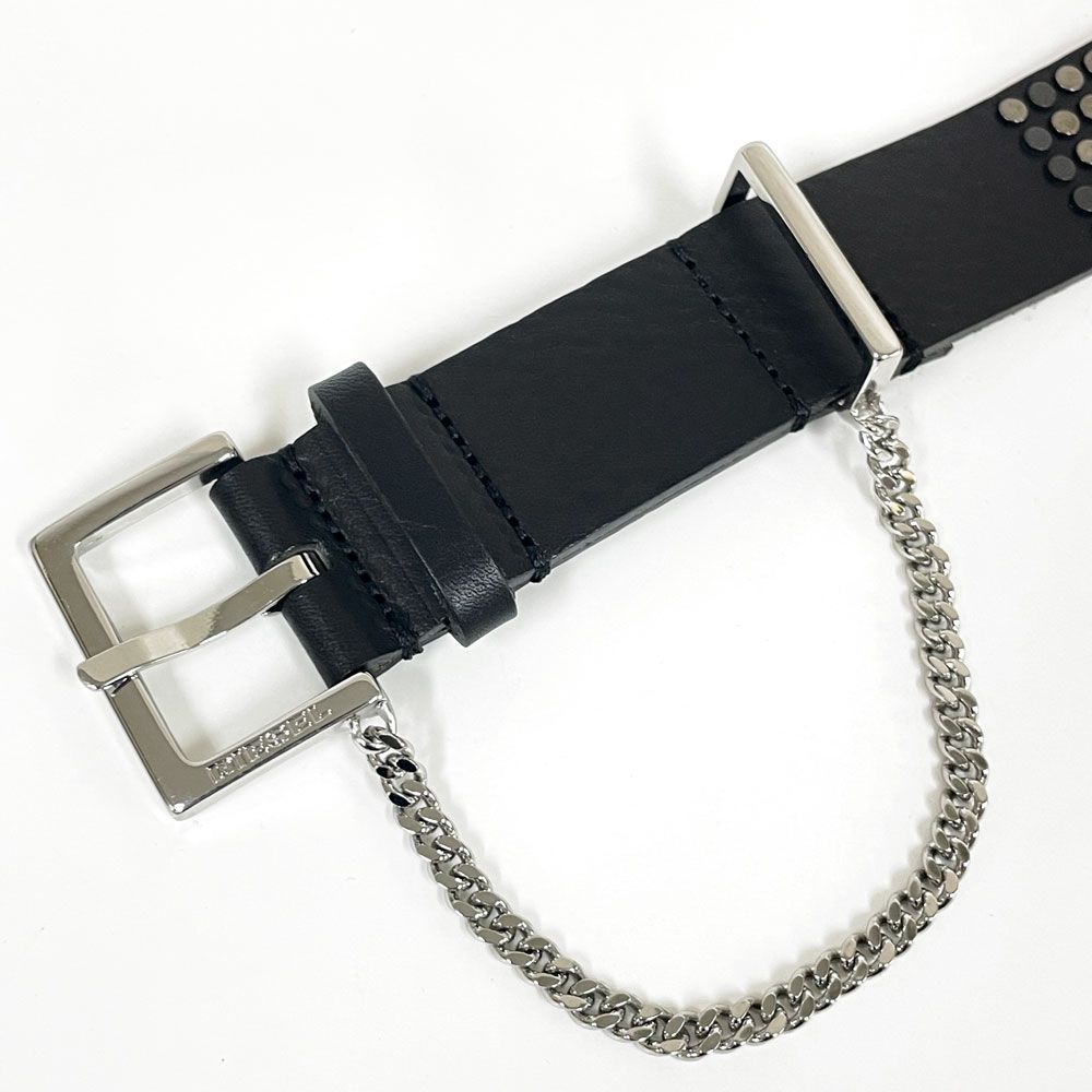 DIESEL ディーゼル アウトレット X 07781 P 0752 B-STAD BELT スタッズ レザーベルト 90 cm ブラック 牛革 皮 レザー イタリア製 並行輸入品 メンズ レディース ユニセックス 羽織り ベーシック