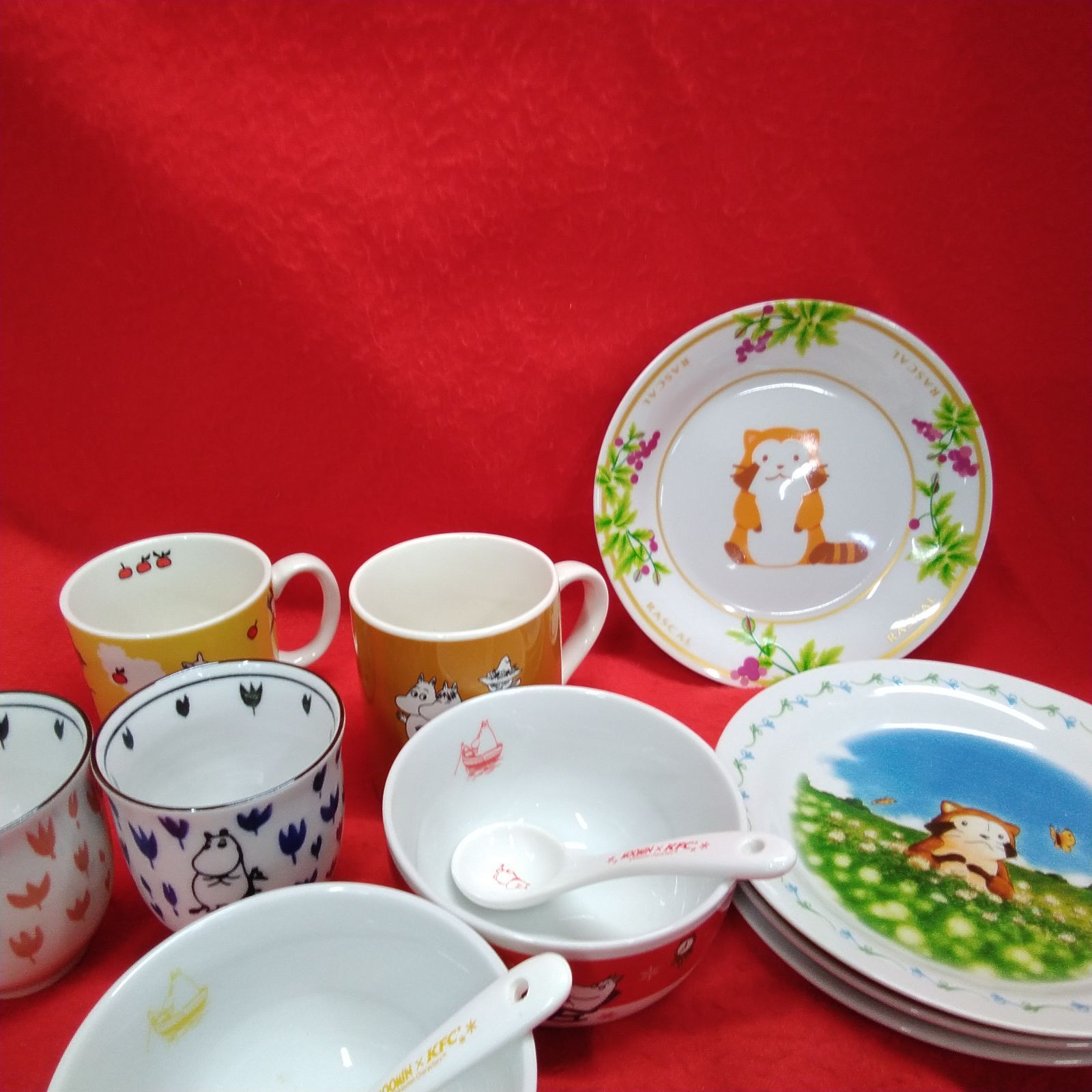 キャラクター食器 陶器製 マグカップ．湯呑み、平皿 10点セット 未使用