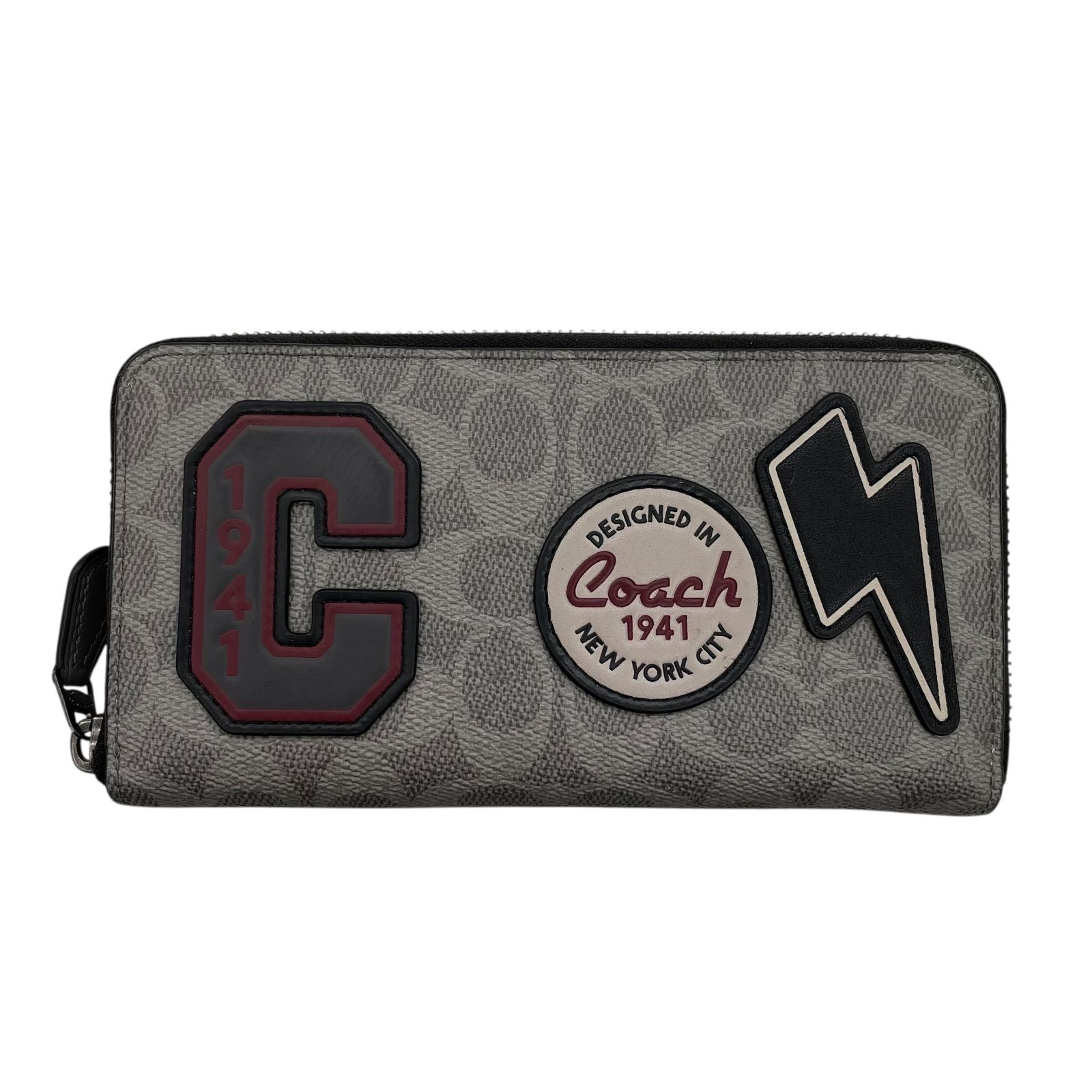 EM 1238 COACH コーチ 長財布 アコーディオンウォレット グレー シグネチャー