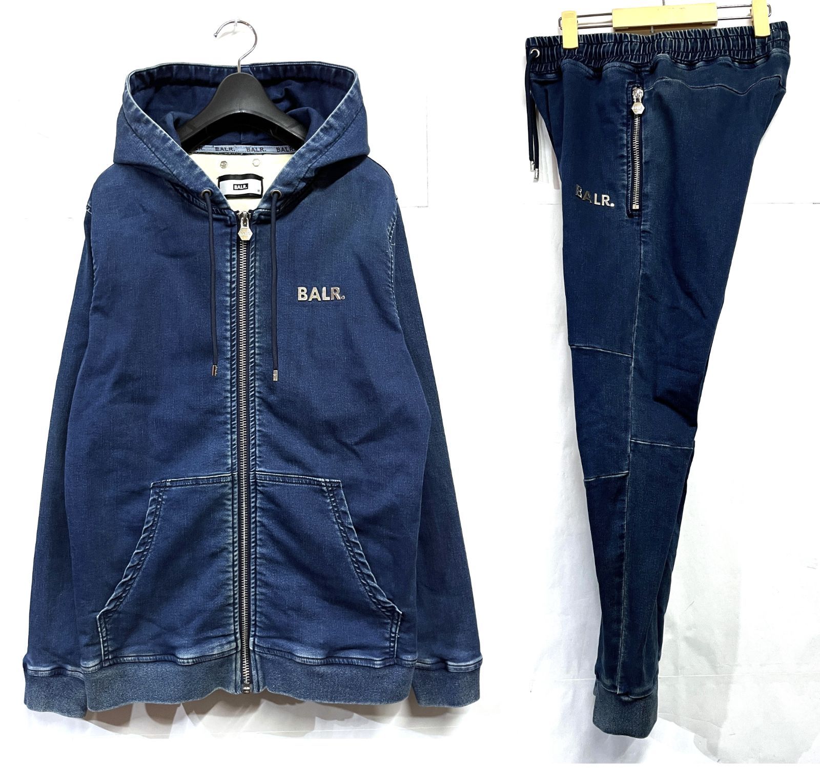 BALR デニム　パーカー　L BALR. (ボーラー) ロゴ デニム フルジップ パーカー Q-SERIES ZIP WASH