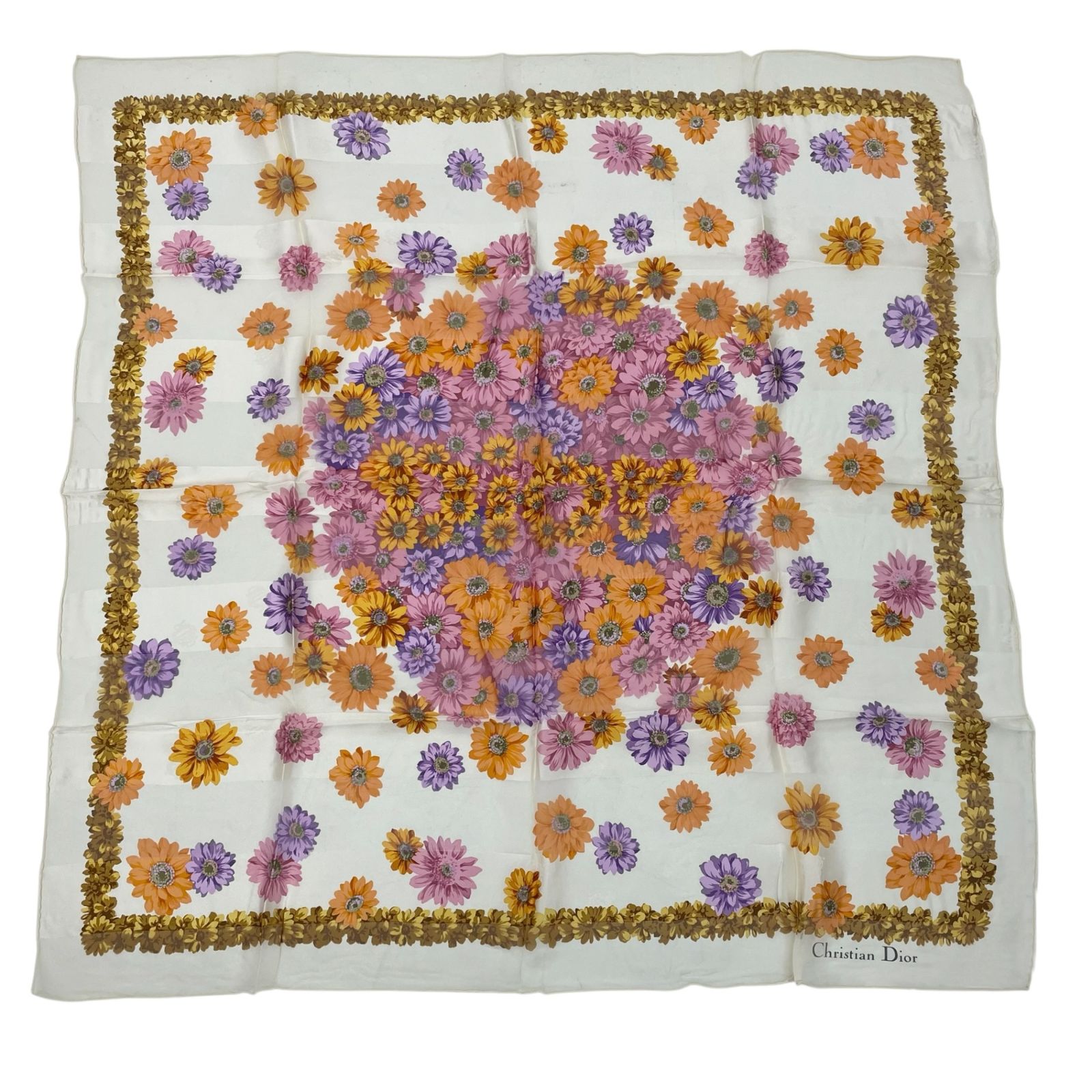 Christian Dior 未使用　スカーフ 未使用品 Christian Dior クリスチャン ディオール スカーフ シルク 花