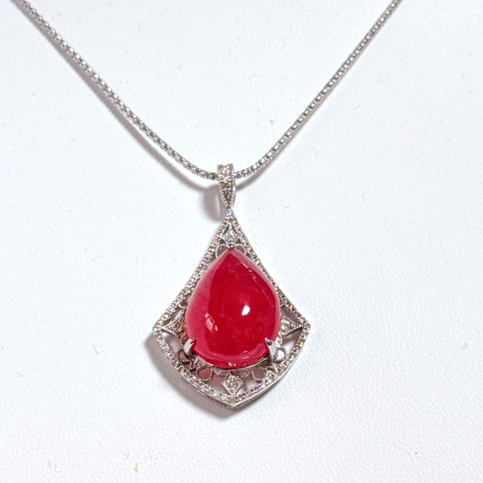 k 18 WGインカローズペンダントPT 850ネックレスNO 25-2478