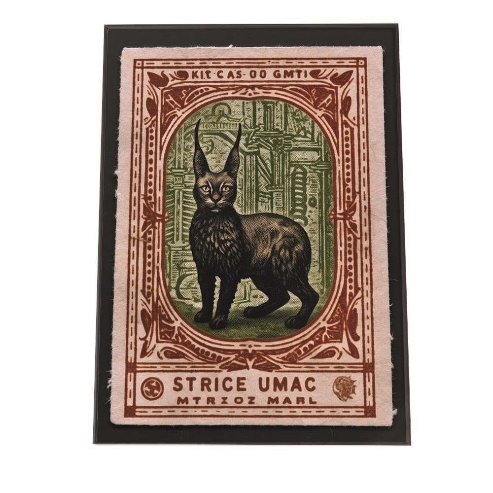 【A2サイズ（約42x59cm）】【lh-poster-1525】【フレーム付き】切手風 動物 ネコ 鳥 ポスター レトロ 古紙 インテリア オールド フレーム