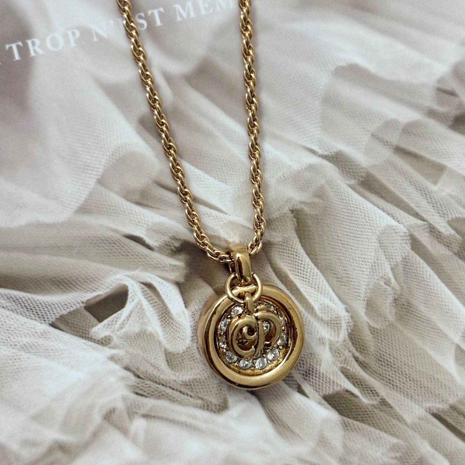 箱付き】【未使用品】クリスチャンディオール ネックレス CDロゴ 丸型