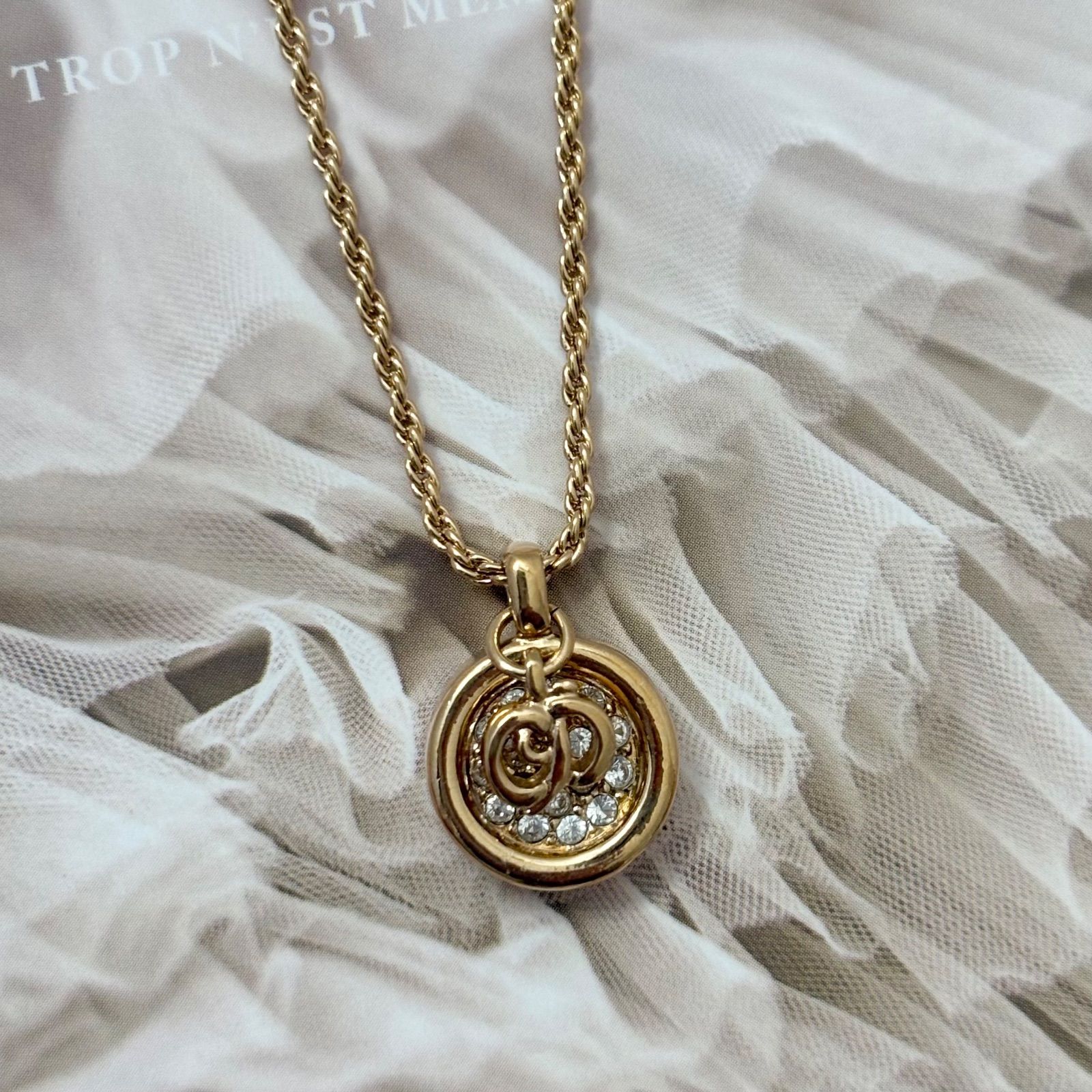 箱付き】【未使用品】クリスチャンディオール ネックレス CDロゴ 丸型