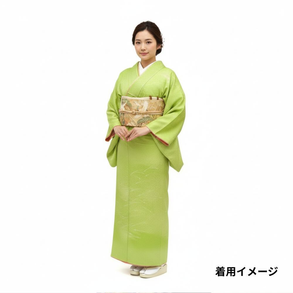附下 袷 正絹 リユース ライムグリーン 松葉 K 10-005-11 8050-00620