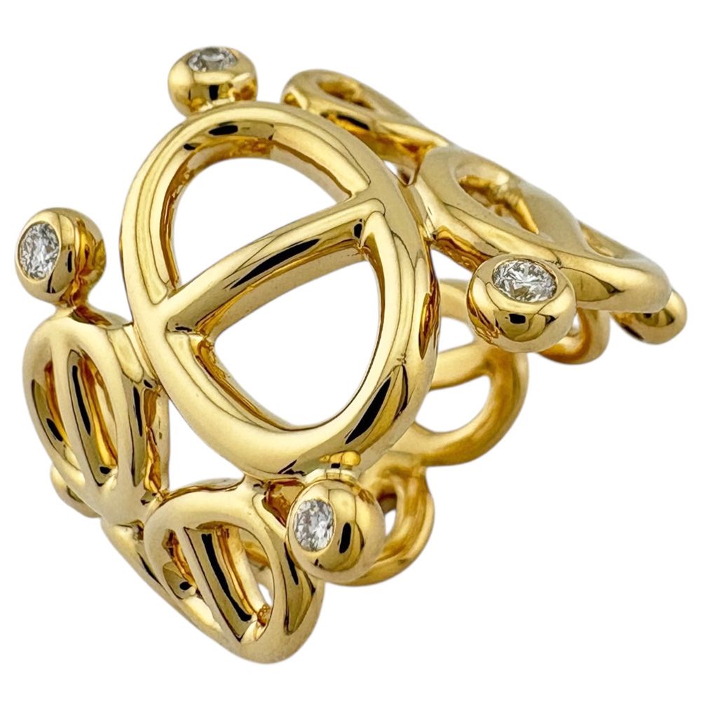 エルメス シェーヌダンクル リング 指輪 11 5号 18金 K 18イエローゴールド ダイヤモンド レディース HERMES