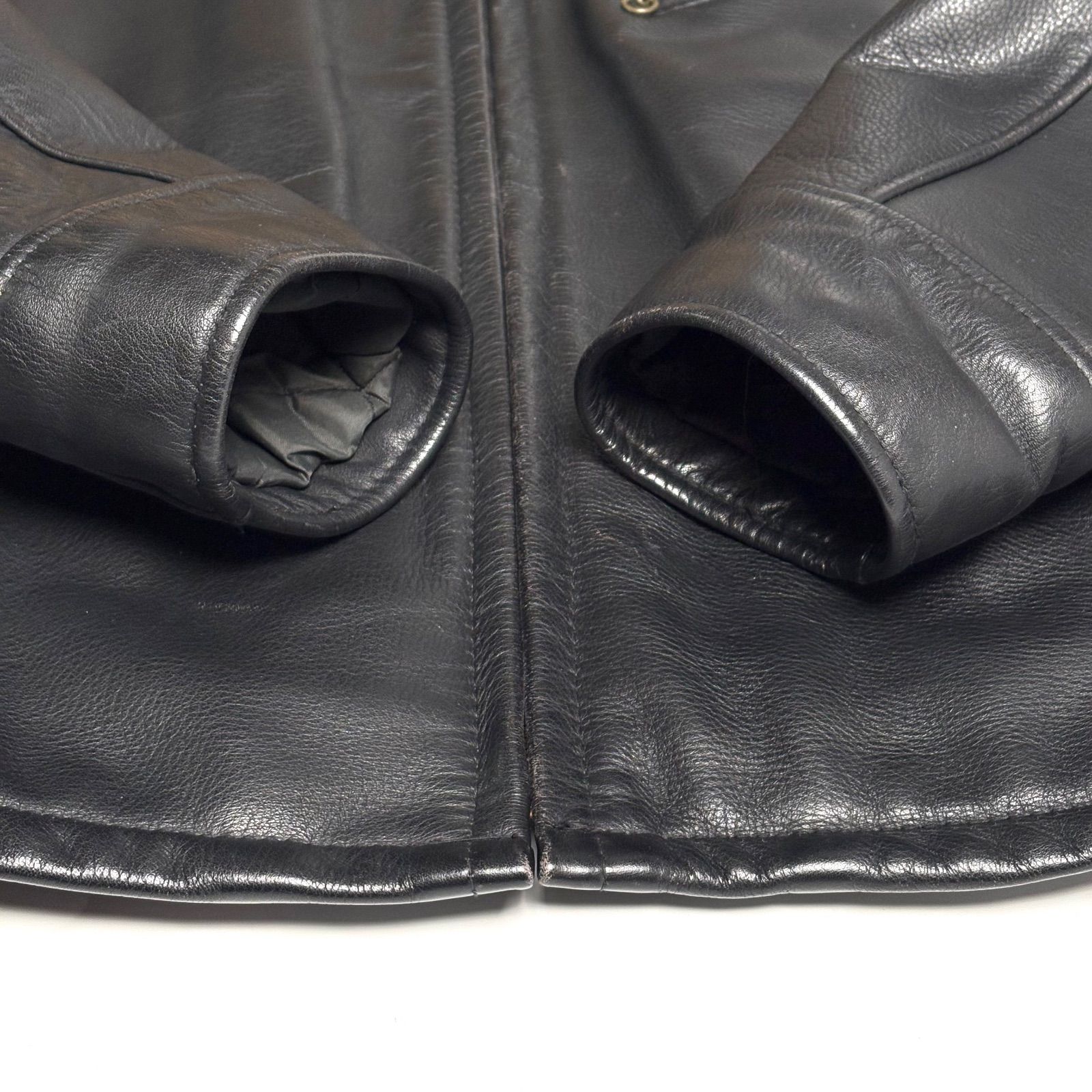 米国製】Schott レザー ライダースジャケット 黒 44 襟付き 本革