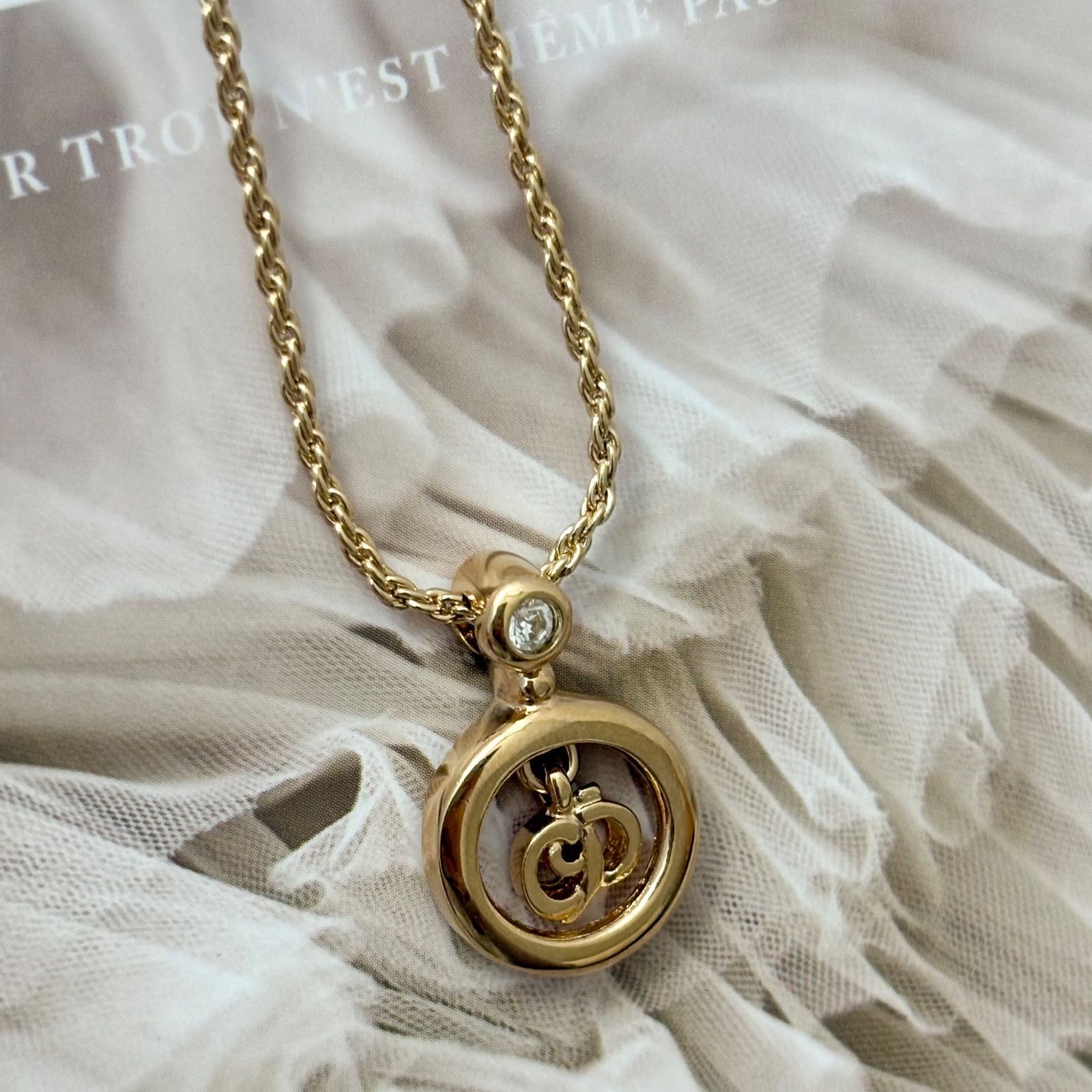 箱付き】【未使用品】クリスチャンディオール CDロゴ ラインストーン