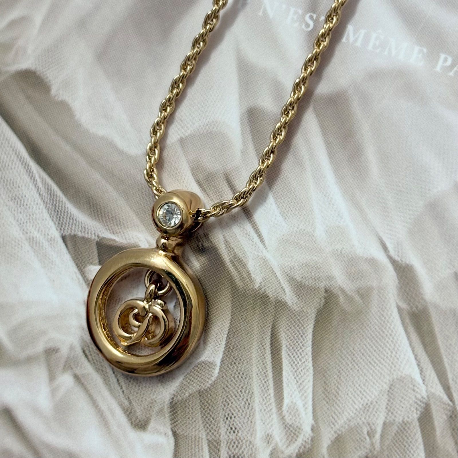 箱付き】【未使用品】クリスチャンディオール CDロゴ ラインストーン