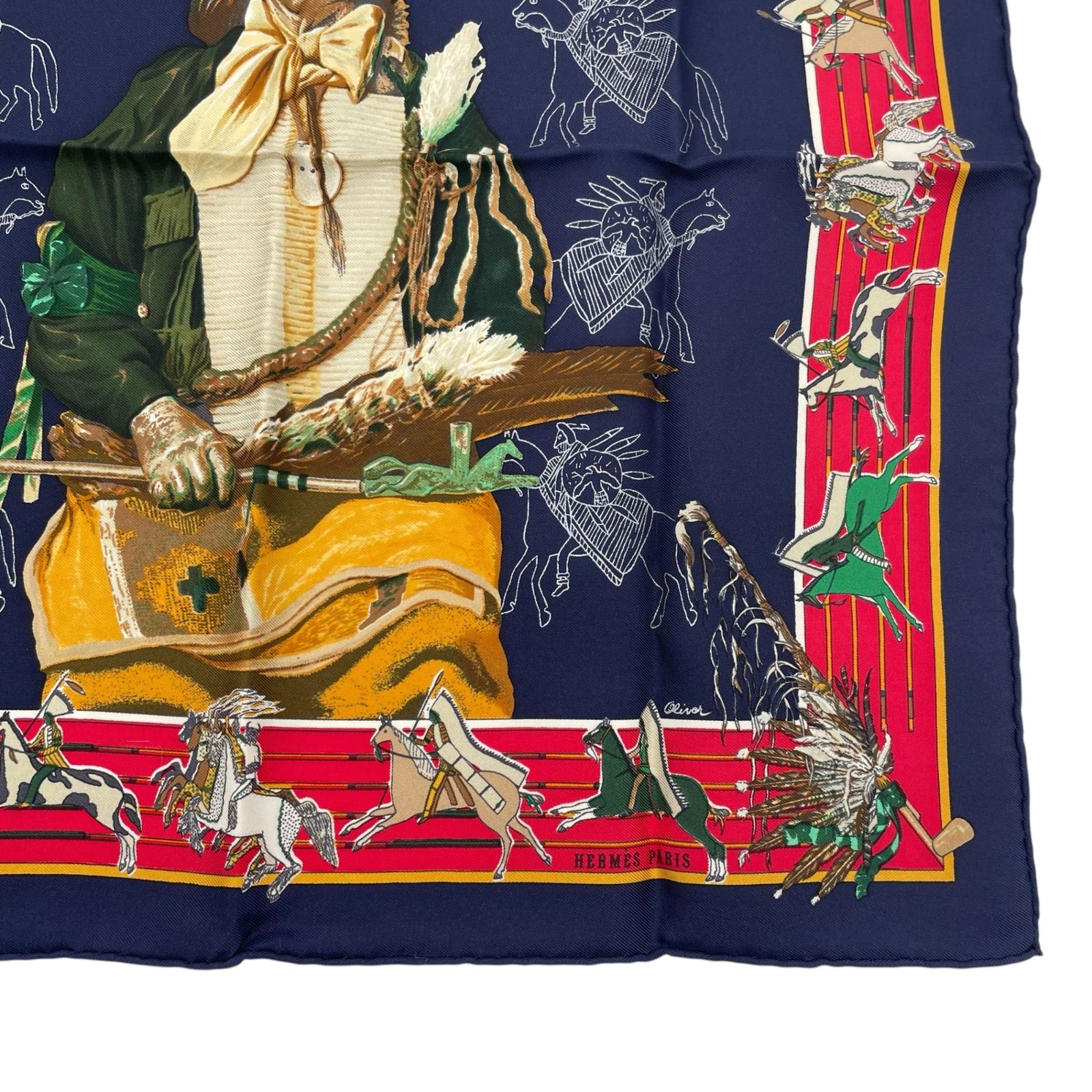 新品同様 HERMES エルメス スカーフ シルク PANI LA SHAR PAWNEE