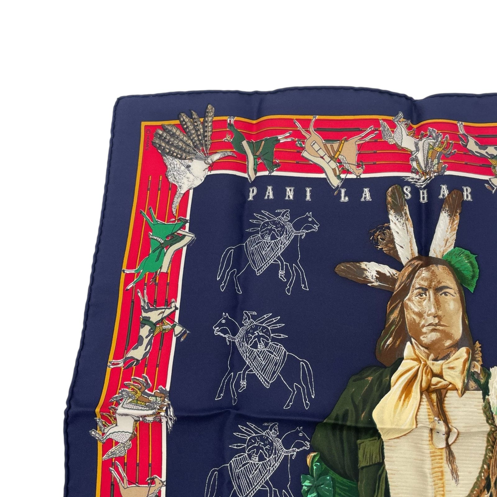新品同様 HERMES エルメス スカーフ シルク PANI LA SHAR PAWNEE