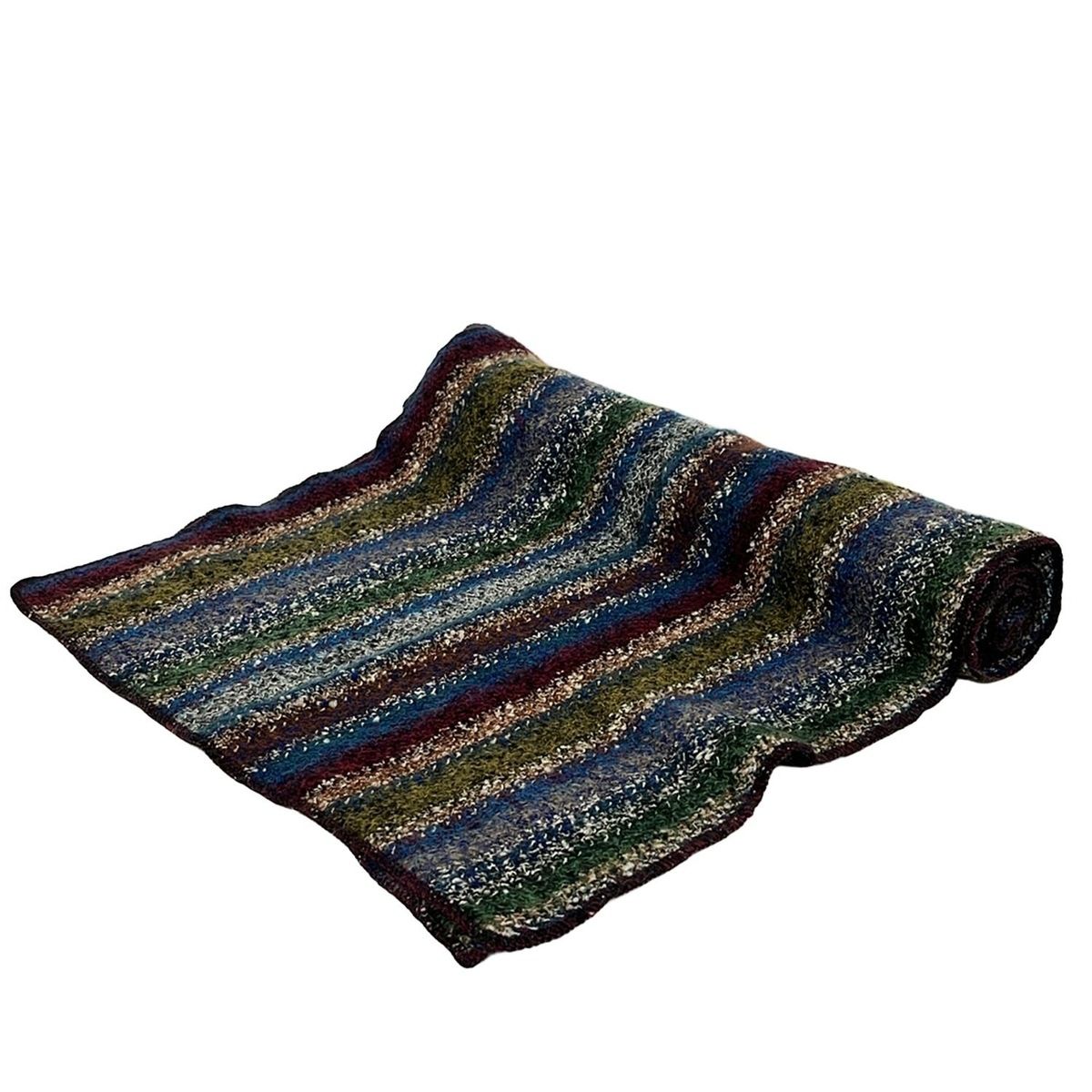 MISSONI ミッソーニ　マフラー　ストール　ニット　ウール　ボーダー柄 MISSONI(ミッソーニ) ストール(ショール)新品同様 - ブルー×グリーン