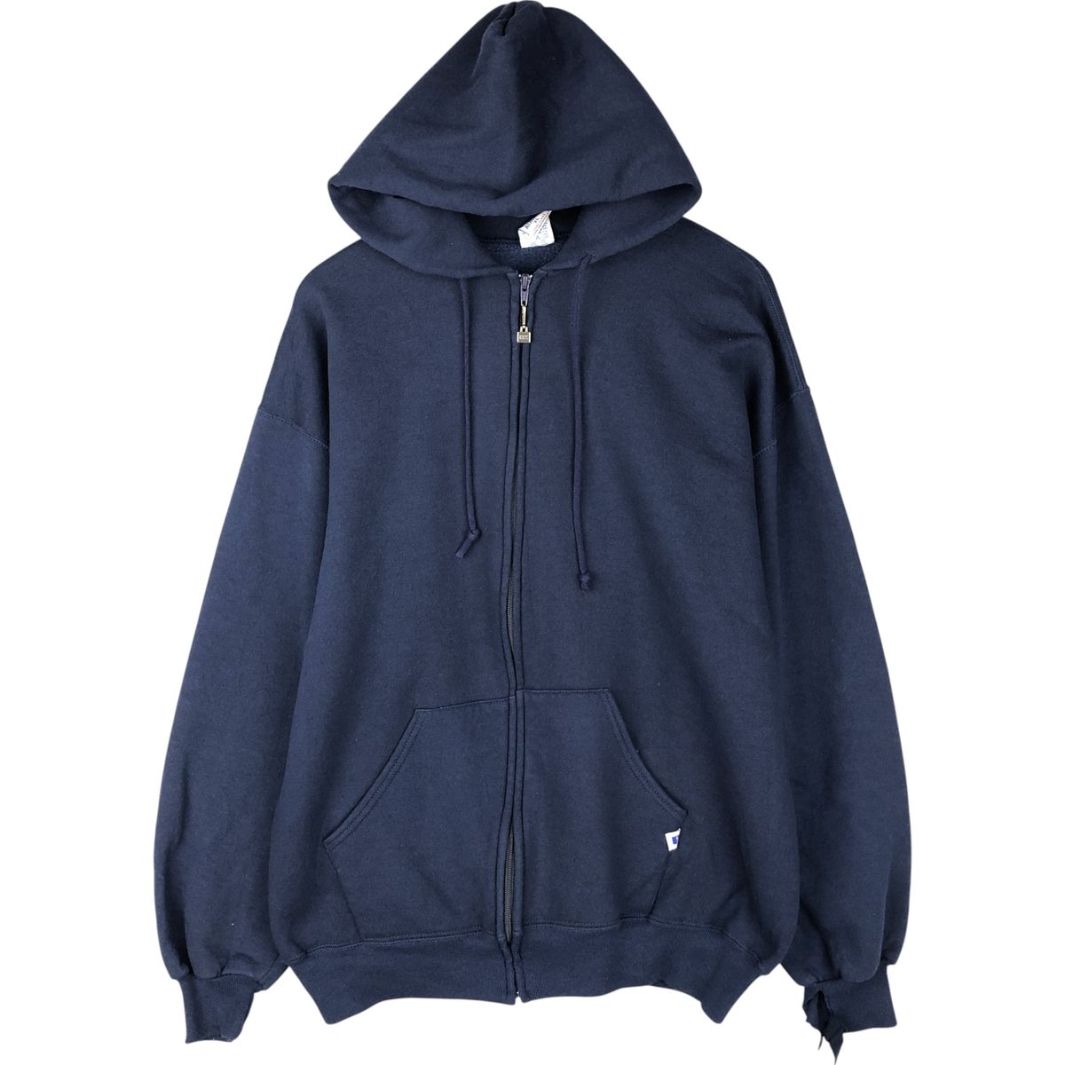 90s Russell usa製 無地 フルジップパーカー ネイビー XL 古着 80~90年代 ラッセル Russell スウェットフルジップパーカー USA製