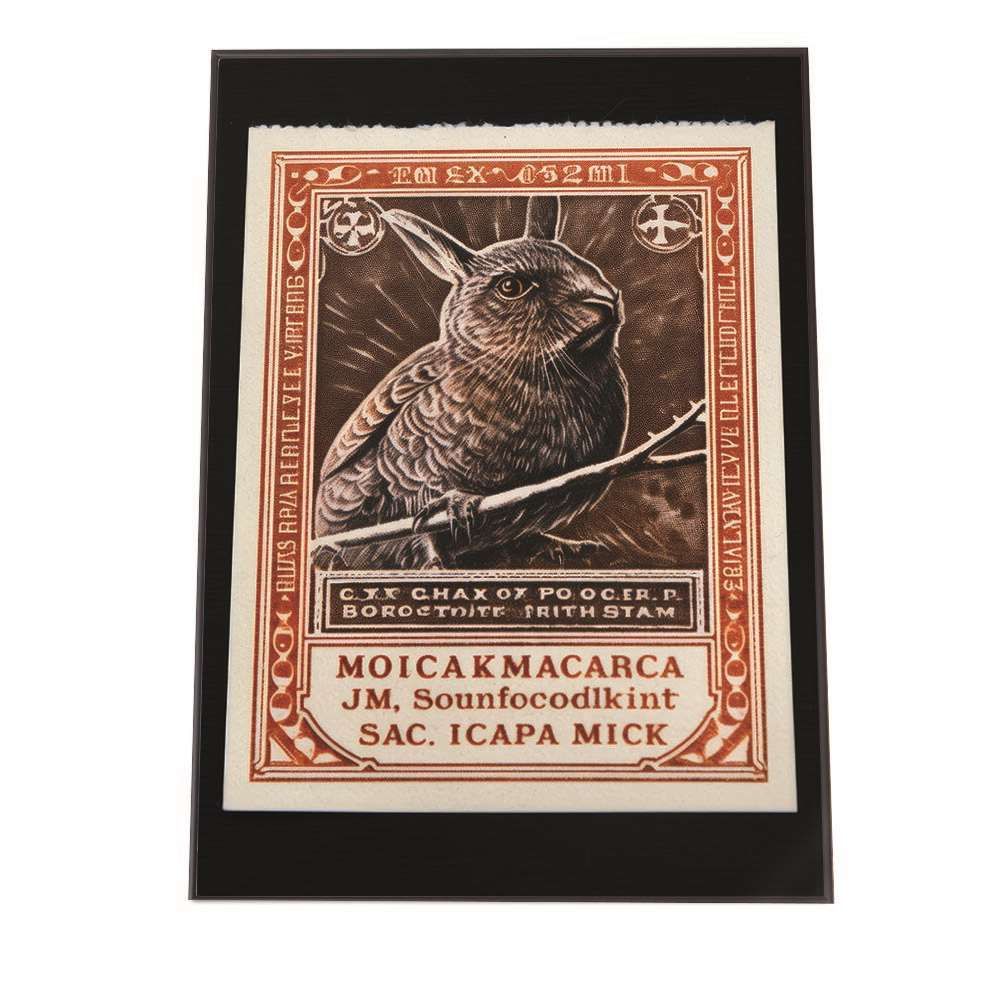 【B1サイズ（約73x103cm）】【lh-poster-1623】【フレーム付き】切手風 動物 ネコ 鳥 ポスター レトロ 古紙 インテリア オールド フレーム