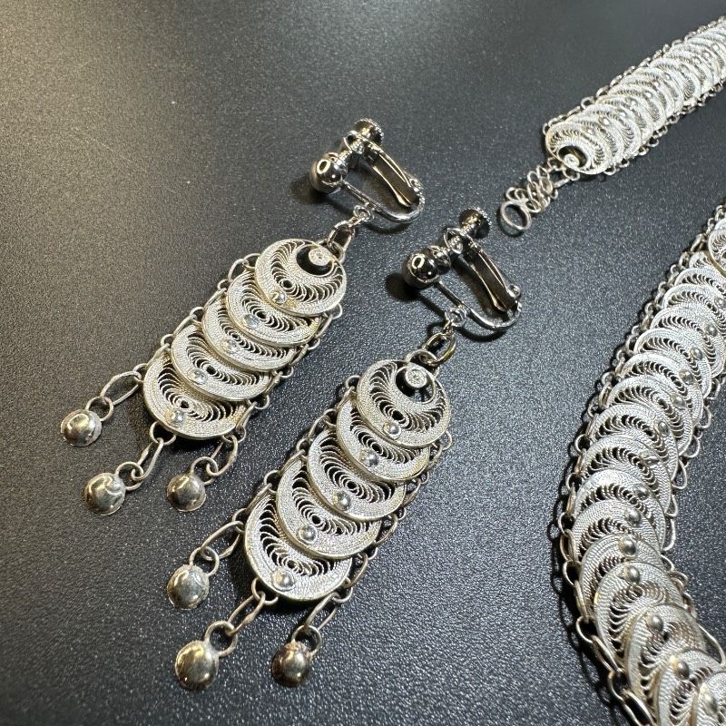 vintage】フィリグリー アウトレット シルバー製 925刻印 3点セット