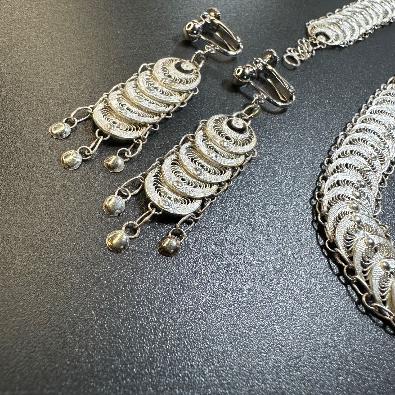 vintage】フィリグリー アウトレット シルバー製 925刻印 3点セット