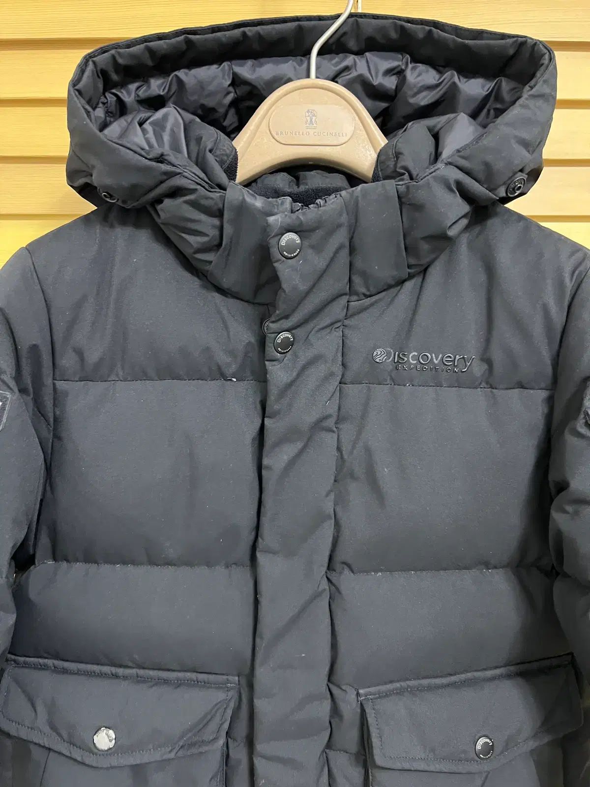 キッズ ブラック グースダウン ダウンジャケット ロング丈 フード 130