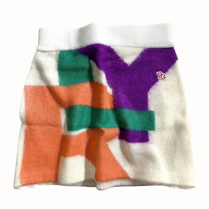 PEARLY GATES パーリーゲイツ ゴルフ モヘヤ混 ニット BIGロゴ柄 ストレッチ ミニ スカート ゴルフウェア レディース 055 2234122 定価3 4万 マルチ 038 50402 w 01