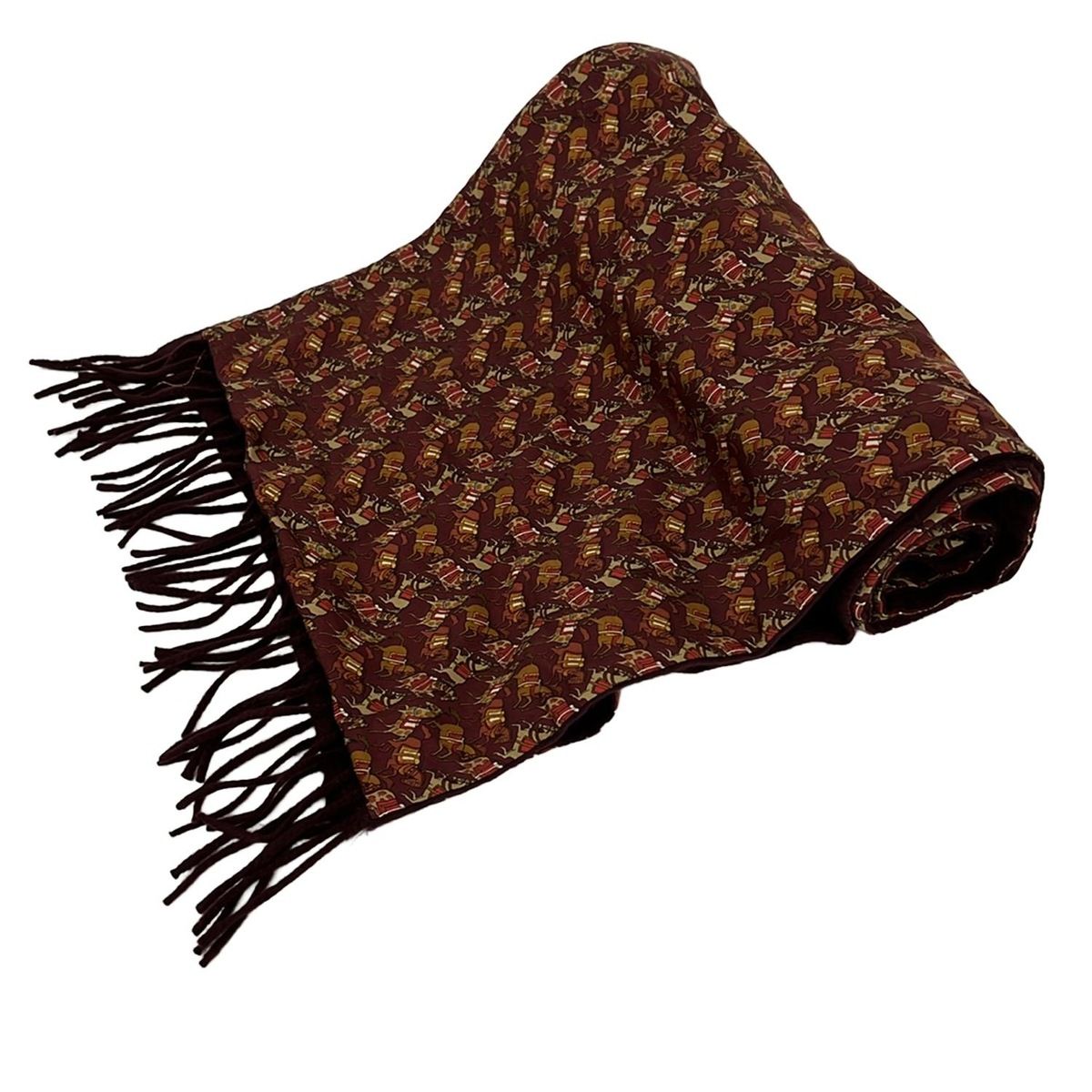 FERRAGAMO SalvatoreFerragamo サルバトーレフェラガモ マフラー ボルドー ブラウン マルチ 馬 シルク