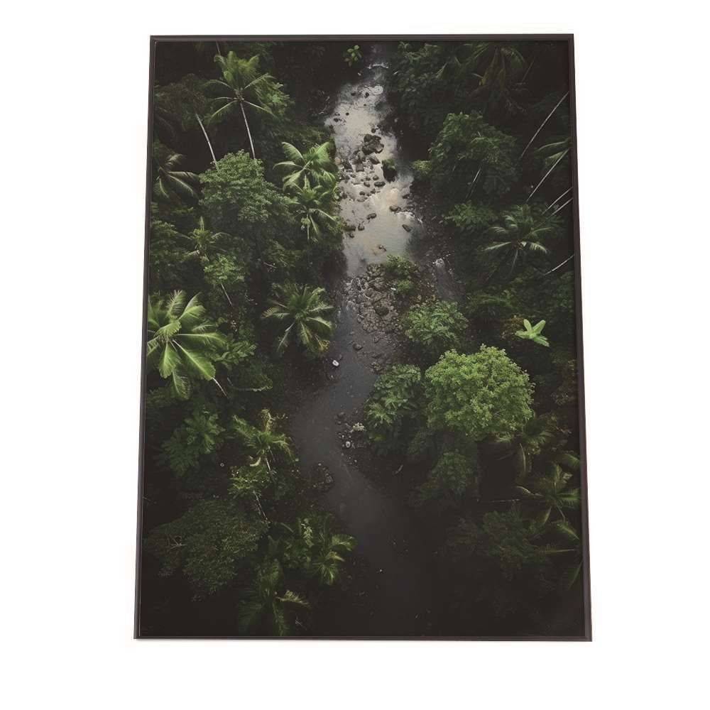 【B2サイズ（約51x73cm）】【lh-poster-1727】【フレーム付き】ポスター ジャングル 植物 景色 上空映像 緑 自然 森 林 木 草 葉っぱ