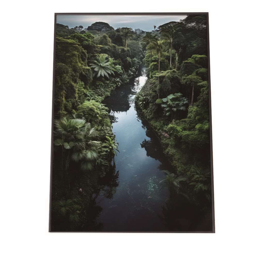 【A2サイズ（約42x59cm）】【lh-poster-1741】【フレーム付き】ポスター ジャングル 植物 景色 上空映像 緑 自然 森 林 木 草 葉っぱ