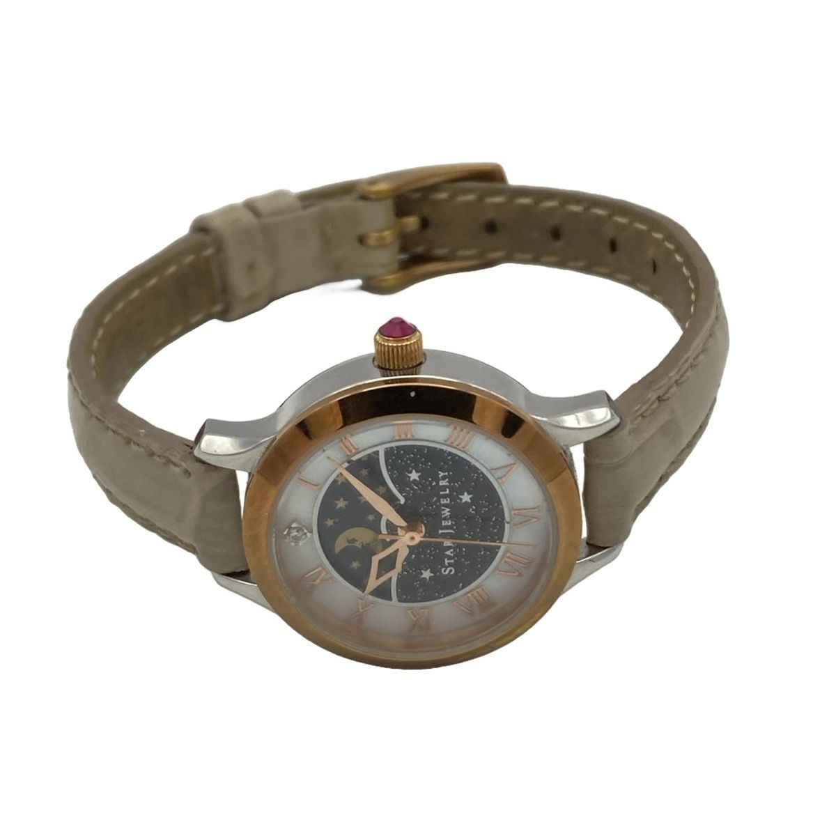 STAR JEWELRY スタージュエリー 腕時計 DAY-NIGHT レディース 1 Pダイヤ 0.01 Ct シェル文字盤 ホワイトシェル×ダークネイビー