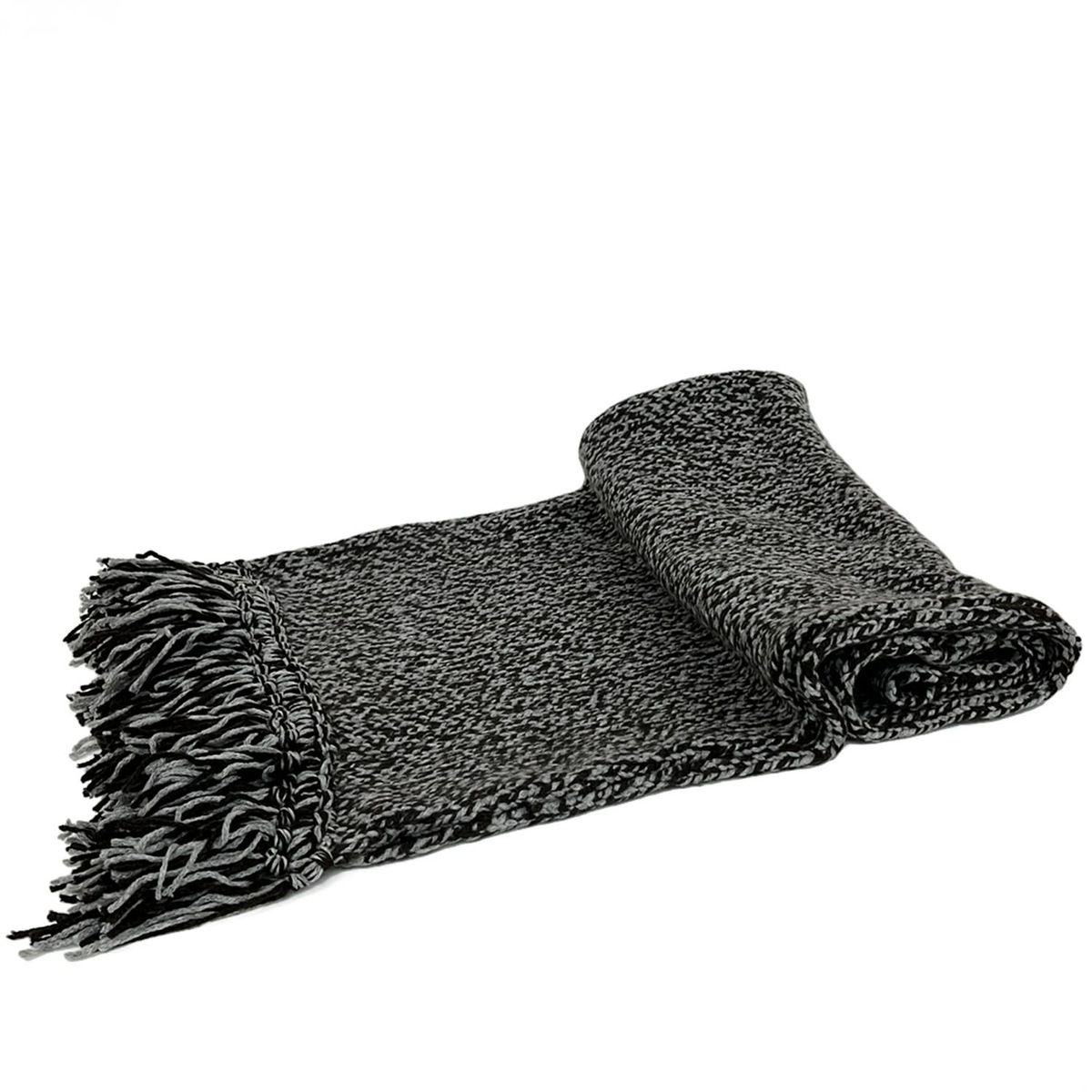 HERMES エルメス マフラー - グレー×黒 カシミヤ