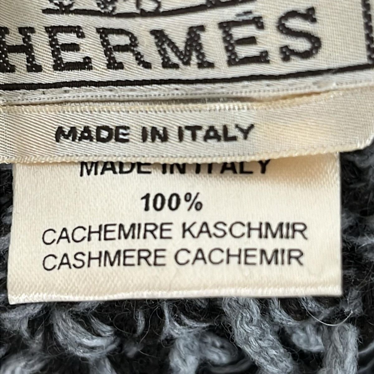  HERMES エルメス マフラー グレー 黒 カシミヤ マフラー 小物