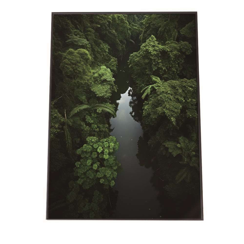 【A2サイズ（約42x59cm）】【lh-poster-1758】【フレーム付き】ポスター ジャングル 植物 景色 上空映像 緑 自然 森 林 木 草 葉っぱ