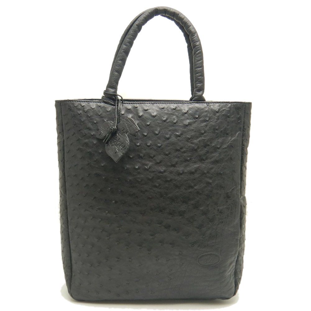 ICH オーストリッチ トートバッグ ブラック JRA 180-240729-sm6-ICH