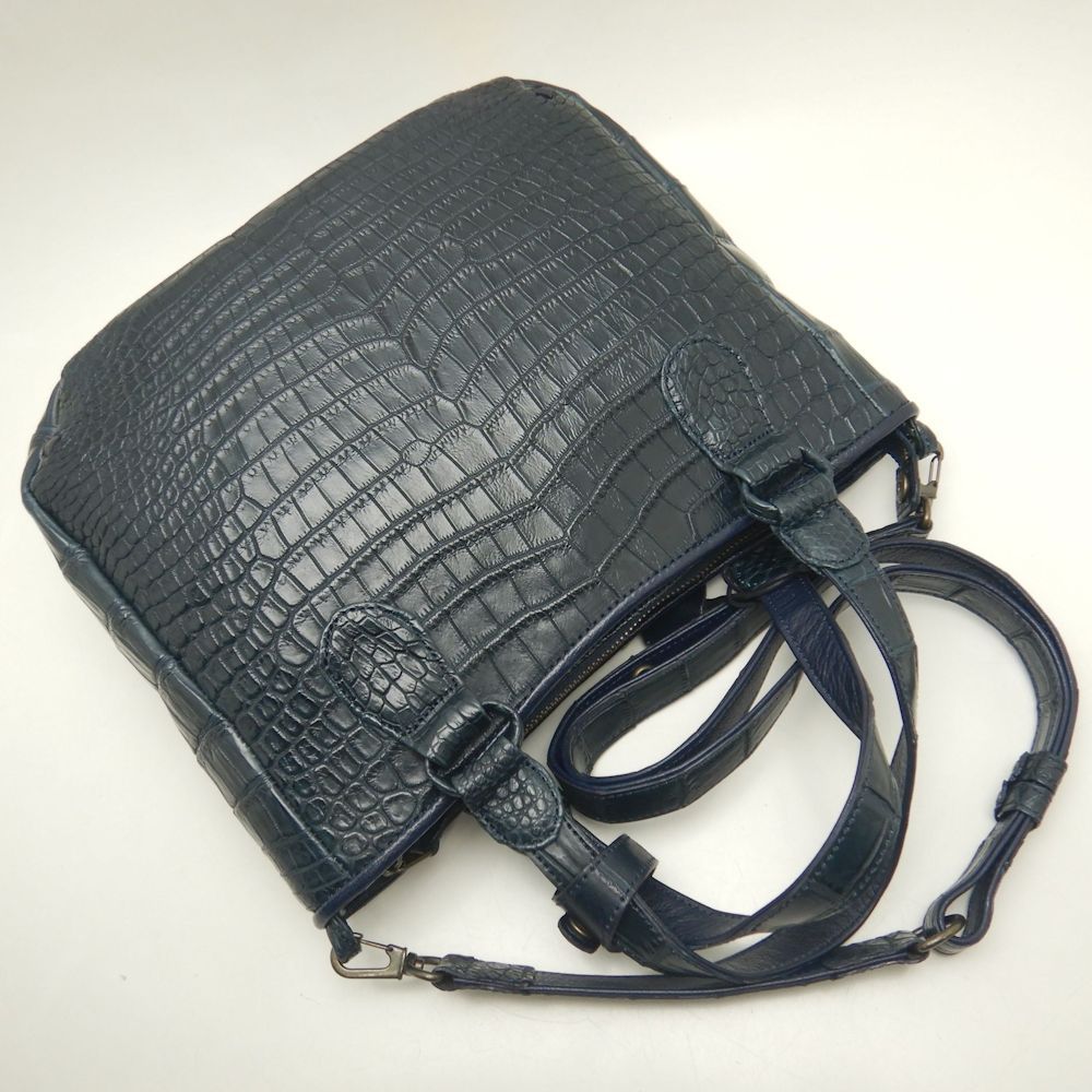 IBIZA イビサ 2WAY ハンドバッグ クロコダイル ネイビー レディース
